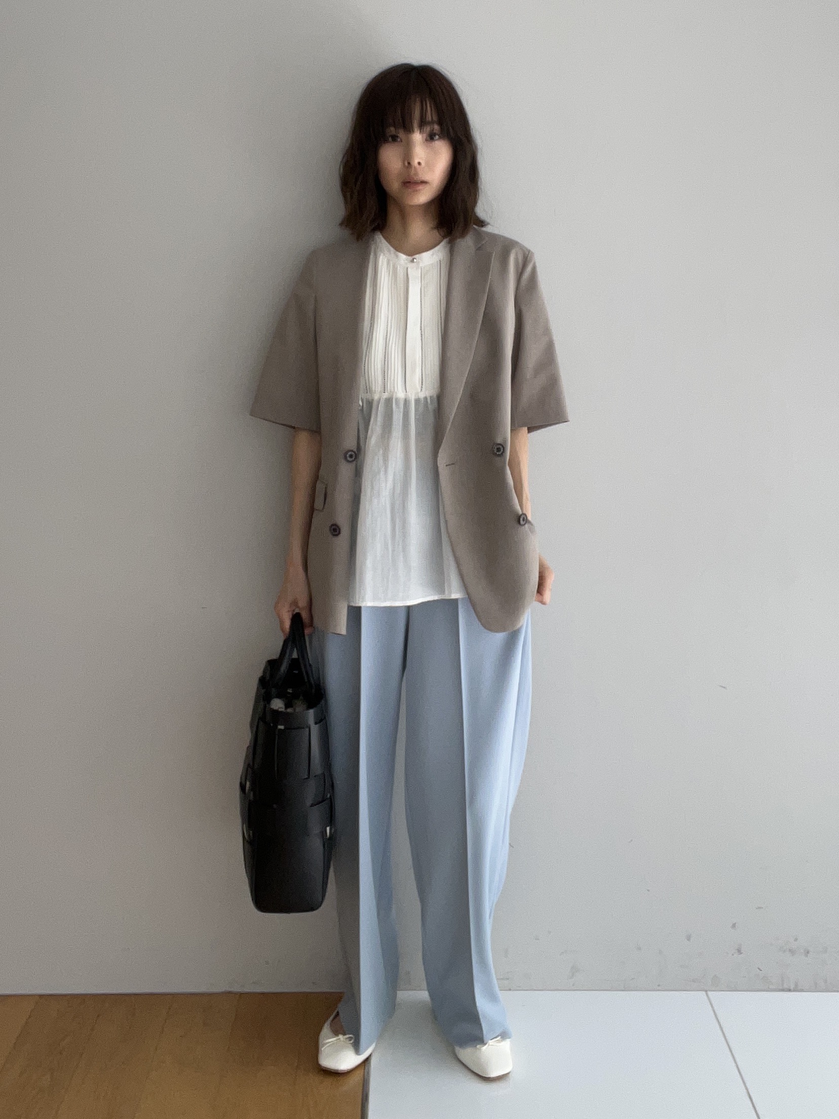 misaさんの「DRESSTERIOR｜【セットアップ可/UVカット/接触冷感/吸水速乾】ウォッシャブル リネンライクドルマンジャケット」を使ったコーディネート