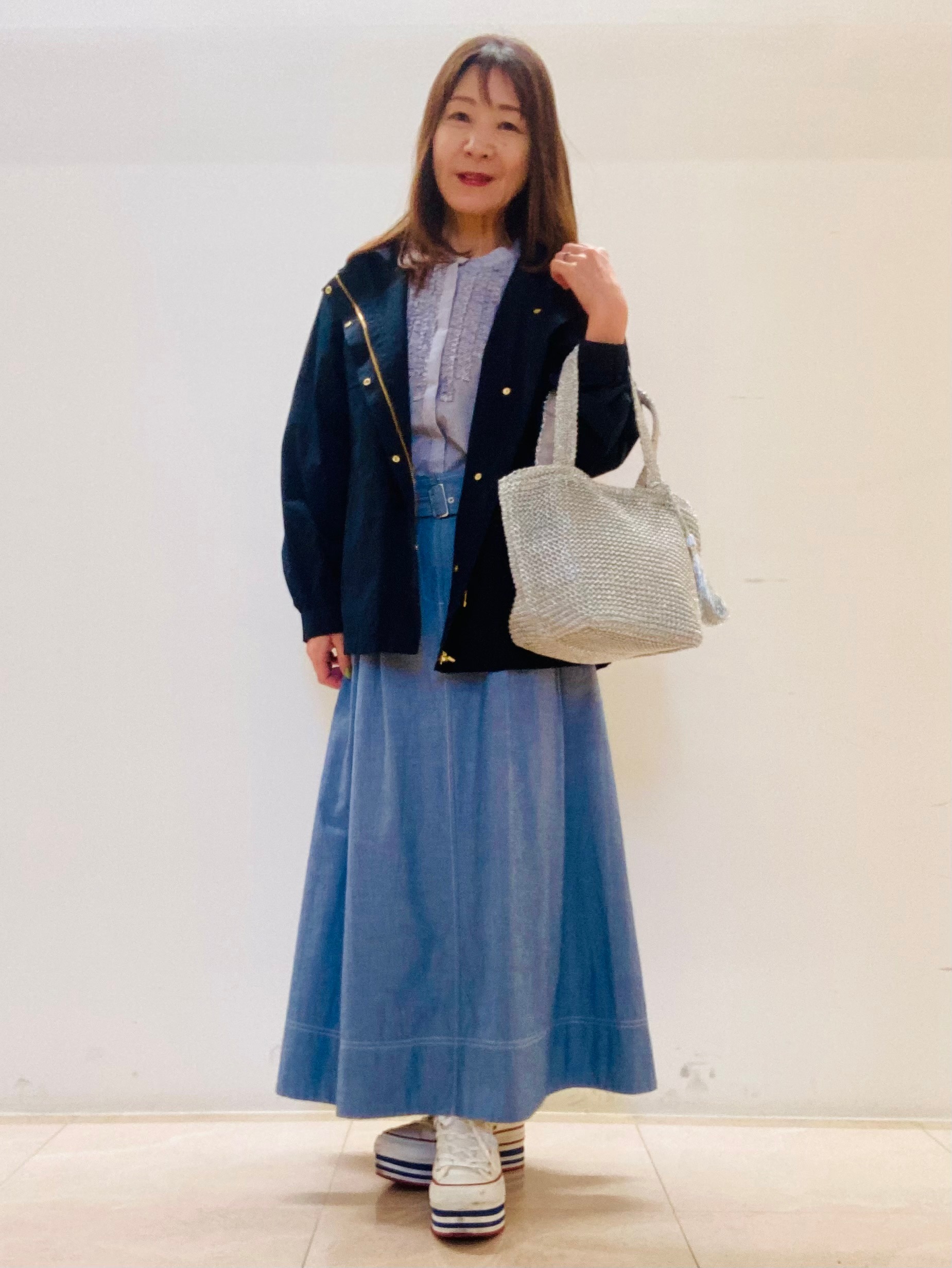 kurodaさんの「Reflect｜【接触冷感】八分袖フロントフリルブラウス」を使ったコーディネート