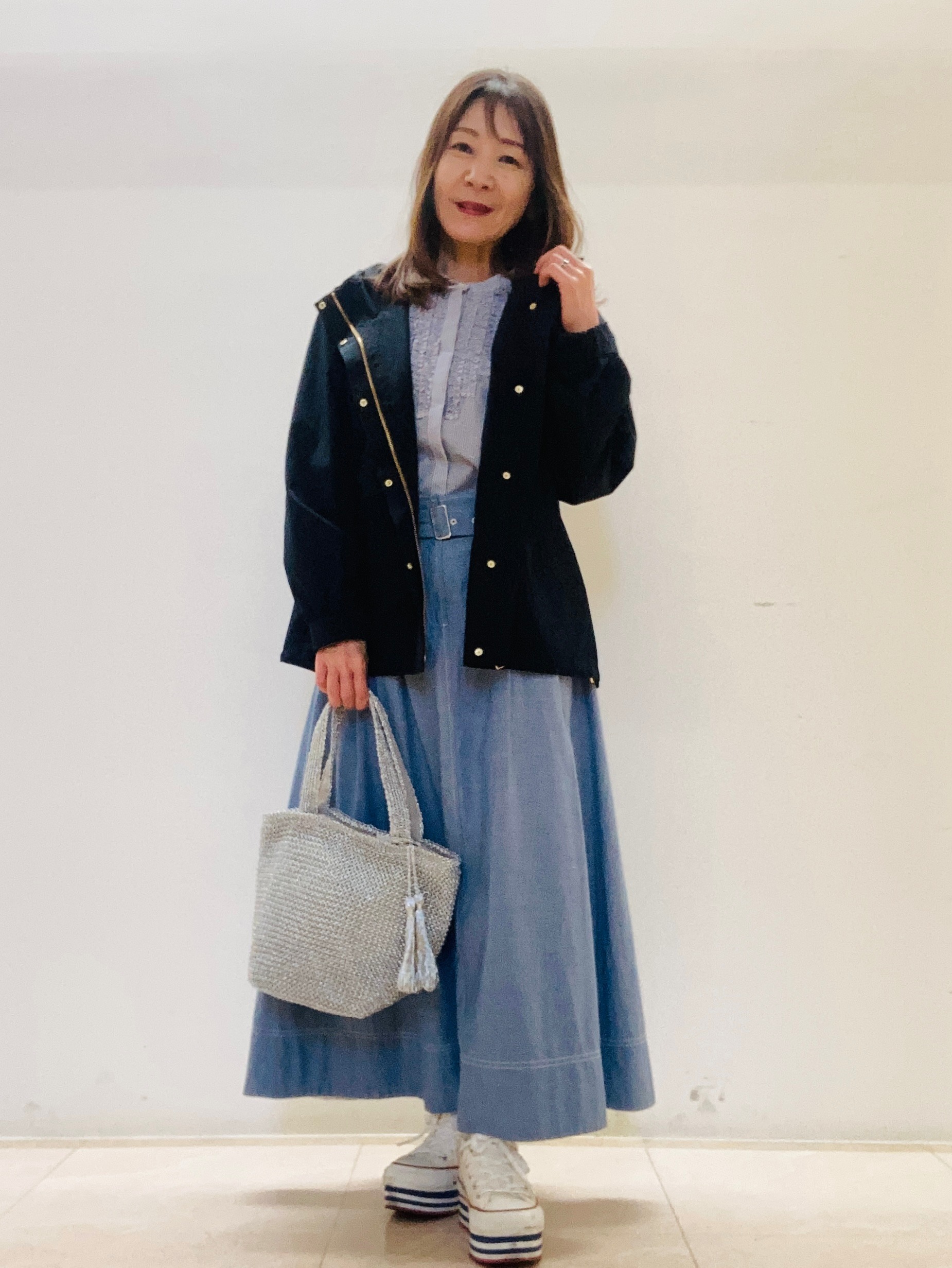 kurodaさんの「Reflect｜【接触冷感】八分袖フロントフリルブラウス」を使ったコーディネート