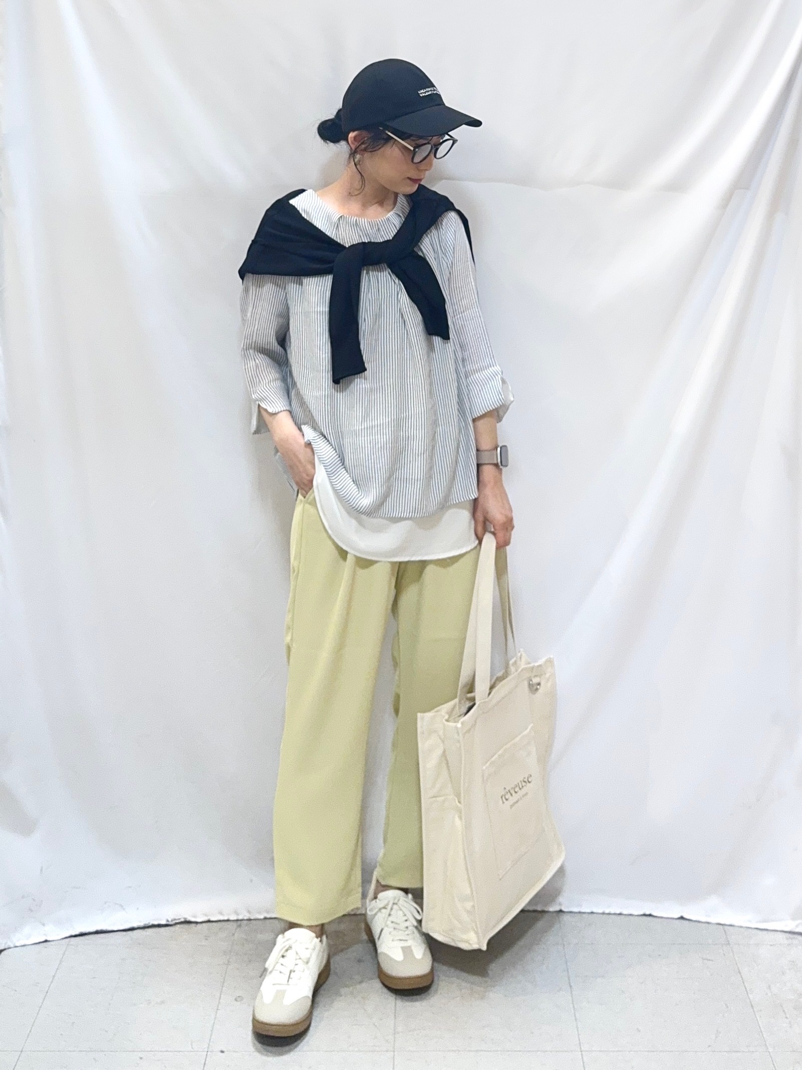 𝐇𝐢𝐫𝐨𝐦𝐢さんの「SHOO･LA･RUE｜【洗濯機可/体型カバー】1枚でサマ見え 7分袖スラブレイヤード風トップス」を使ったコーディネート