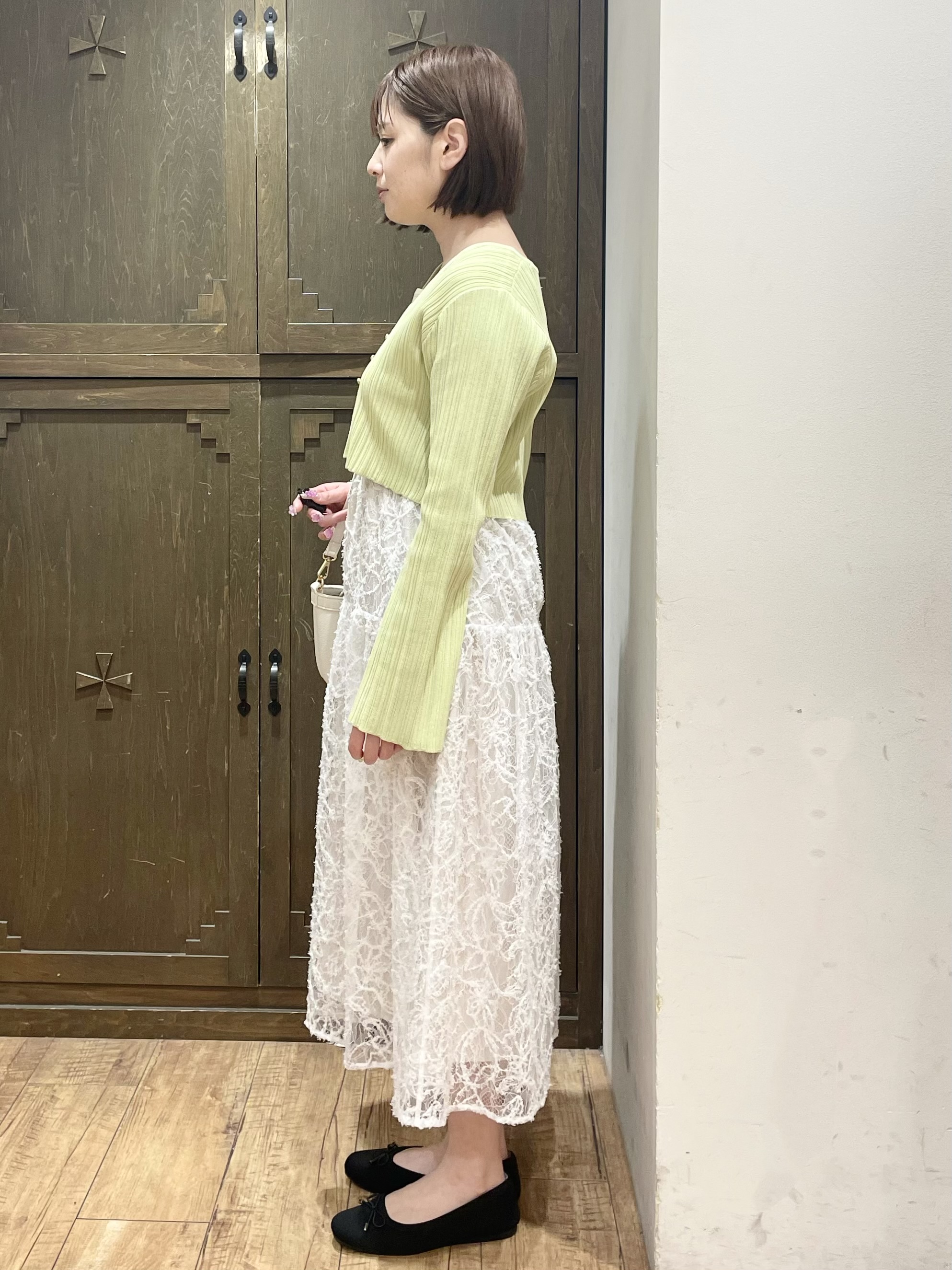 yさんの「index｜《ツインセット》カーディガン&times;ニットドッキングワンピース【洗濯機OK】」を使ったコーディネート