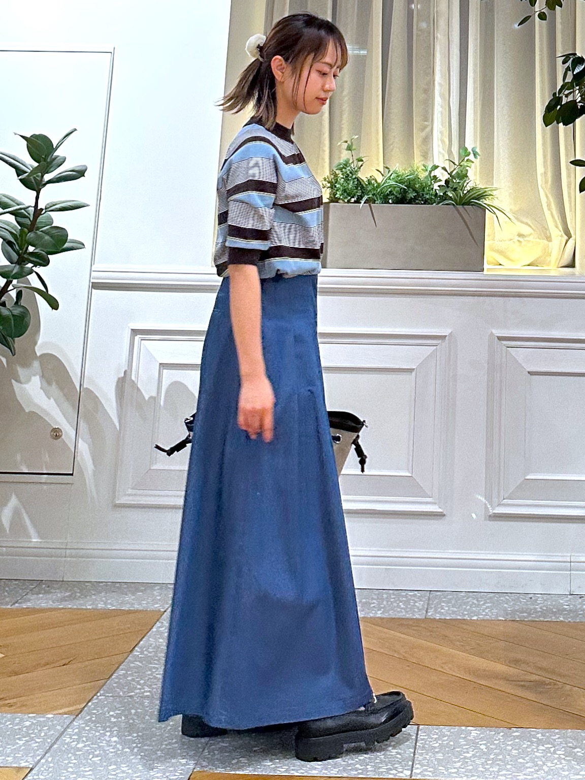 なべこさんの「DRESSTERIOR｜【otonaMUSE5月号掲載】コットンシルクマルチボーダーニット」を使ったコーディネート