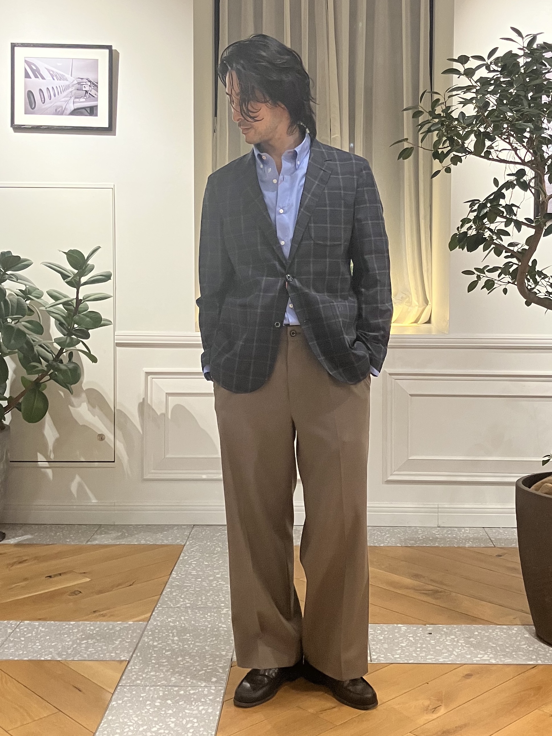 junyaさんの「DRESSTERIOR｜【セットアップ可/ウォッシャブル/高通気性】DotAir チェックジャケット」を使ったコーディネート