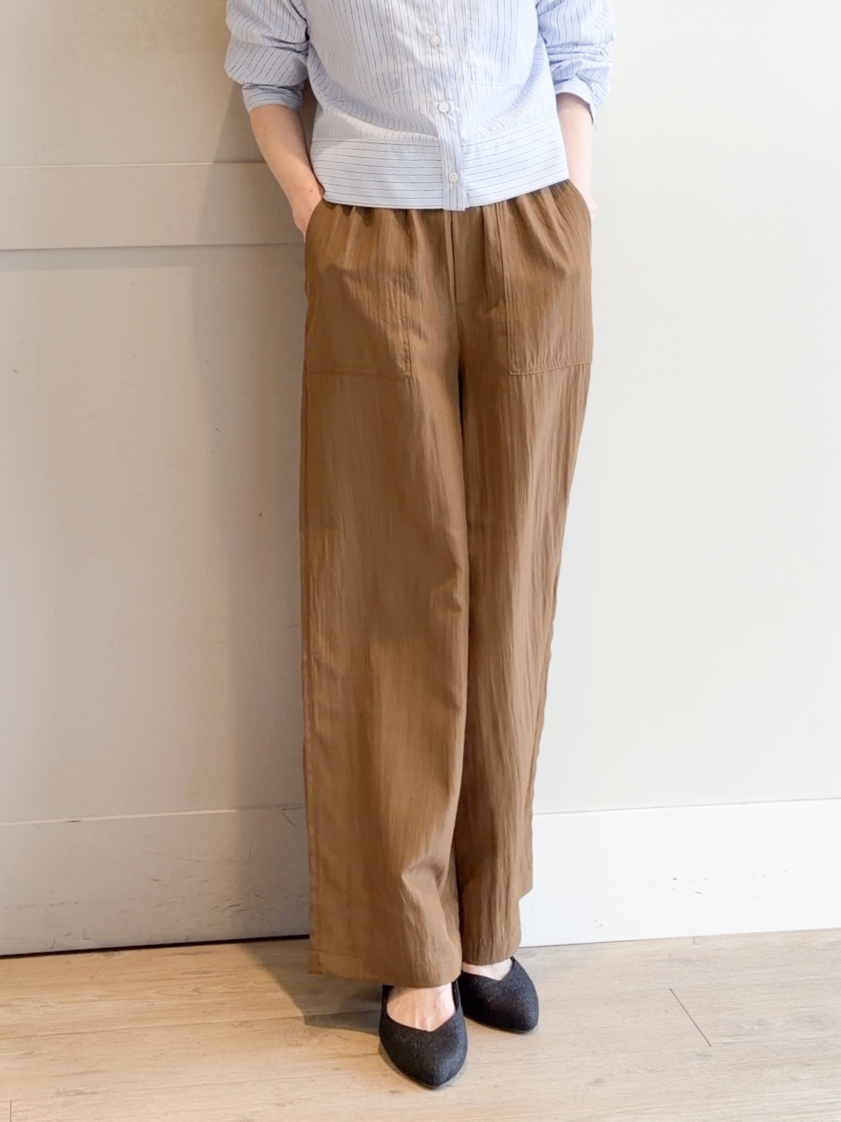 yamakoさんの「grove｜【貴島明日香さん着用／イージーケア／接触冷感】麻混クロップドシャツ」を使ったコーディネート