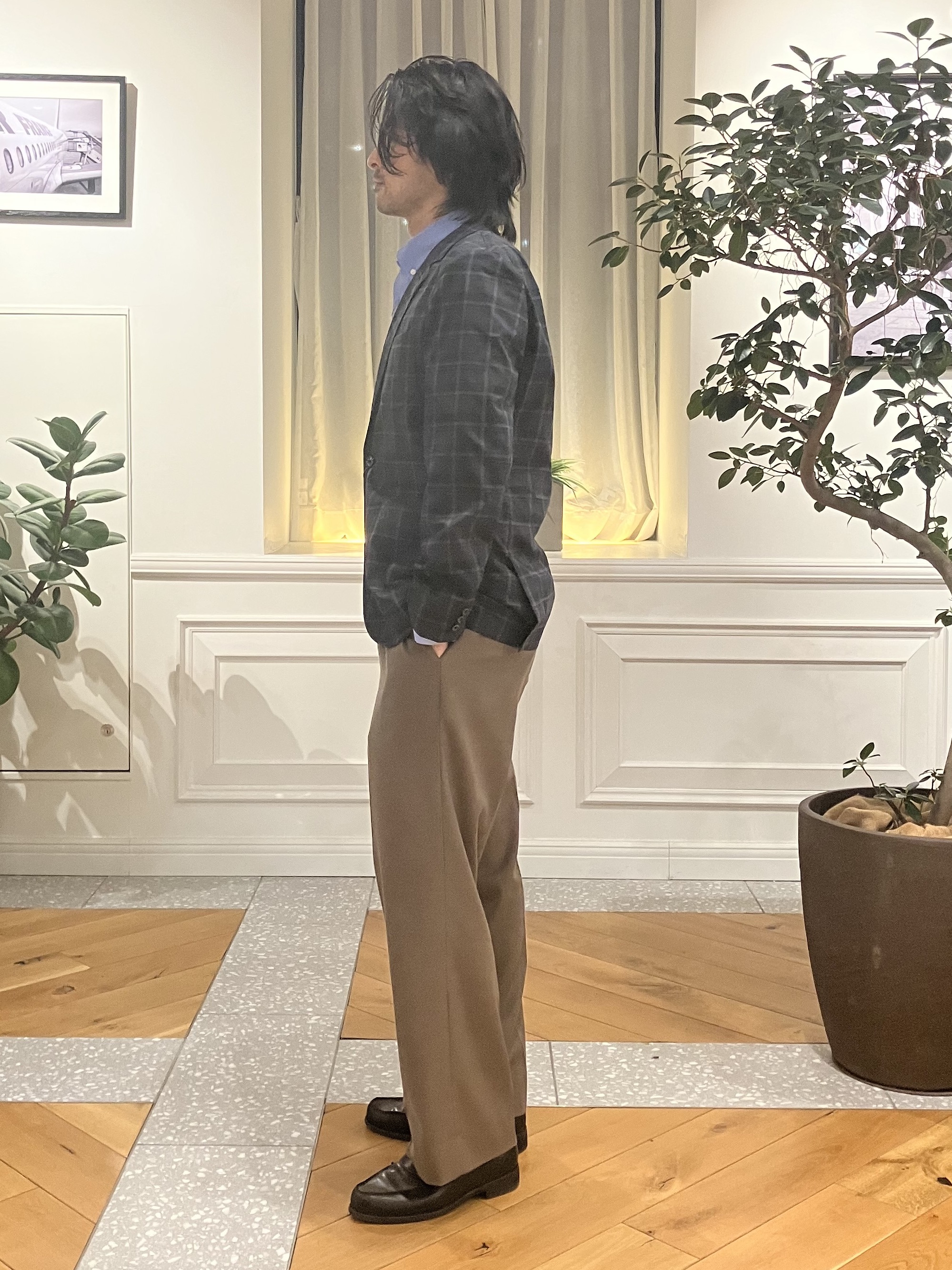 junyaさんの「DRESSTERIOR｜【セットアップ可/ウォッシャブル/高通気性】DotAir チェックジャケット」を使ったコーディネート