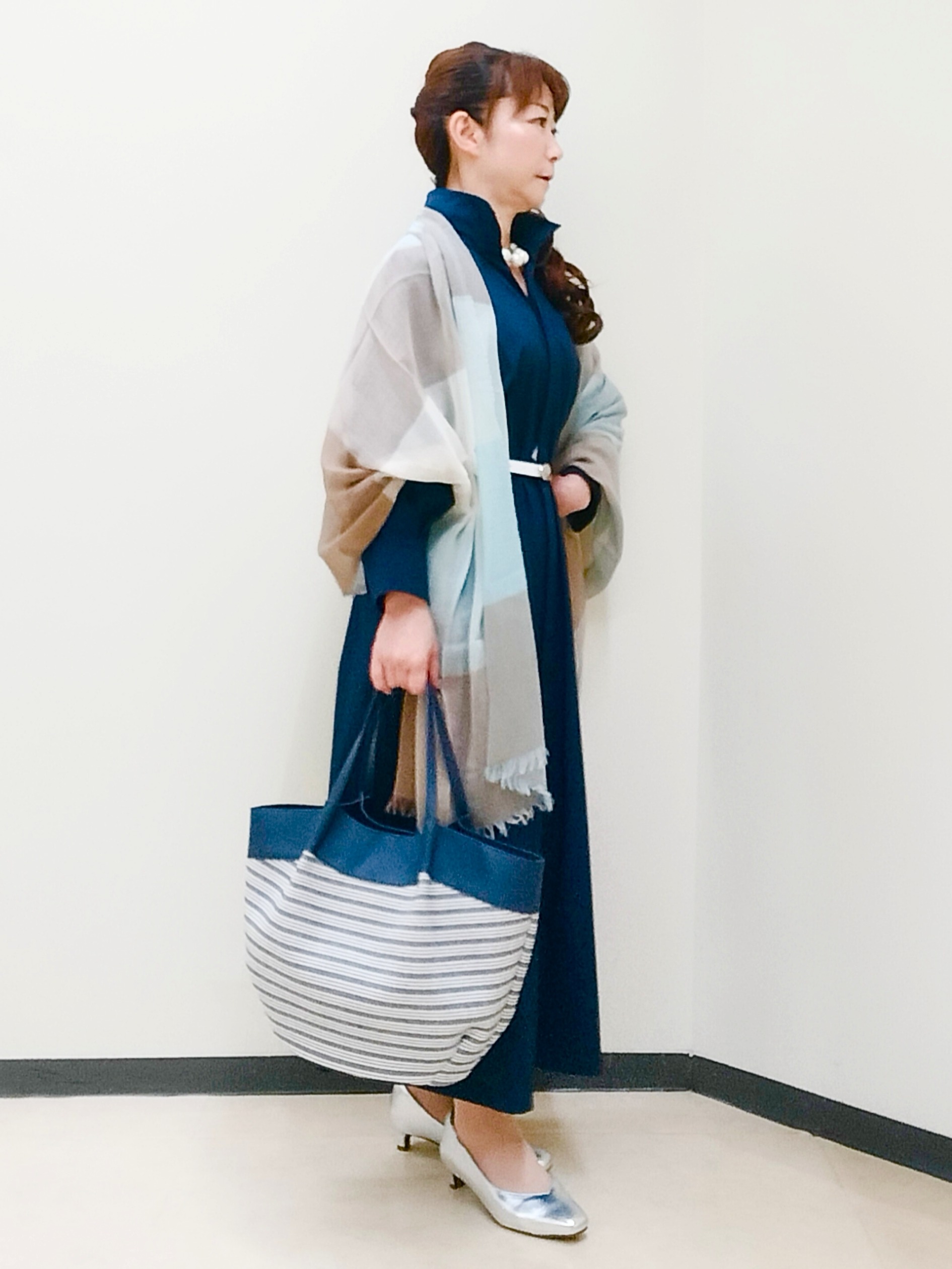 花さんの「Reflect｜タイプライターシャツロングワンピース」を使ったコーディネート