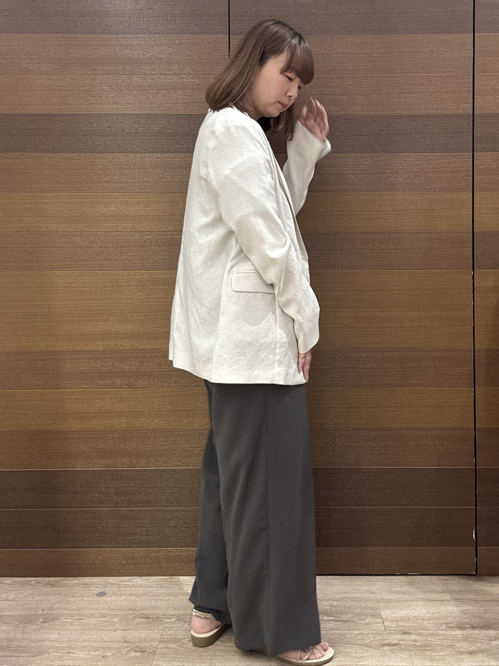 yumeさんの「OPAQUE.CLIP｜【UV／接触冷感】ダブルブレストジャケット《防シワ加工／洗える》」を使ったコーディネート