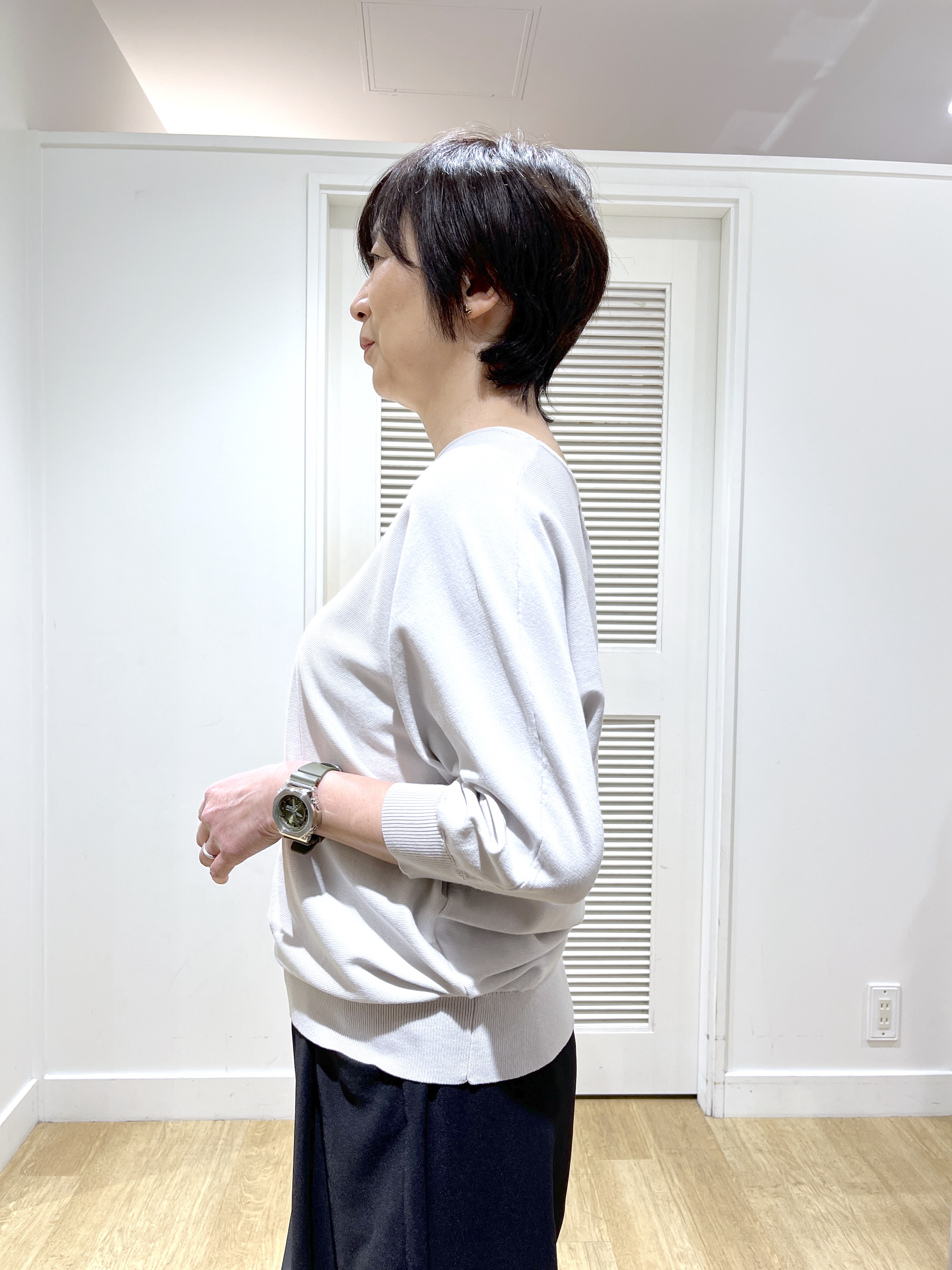 Miyazakiさんの「Dessin｜ストライプ柄バッグコンビバケツショルダー」を使ったコーディネート