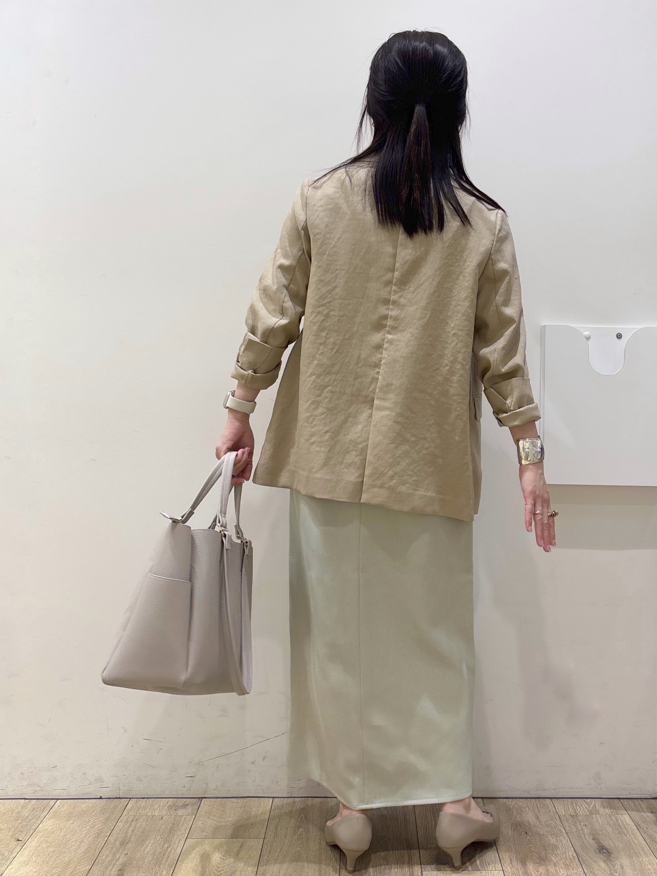 mameさんの「OPAQUE.CLIP｜【UV／接触冷感】ダブルブレストジャケット《防シワ加工／洗える》」を使ったコーディネート