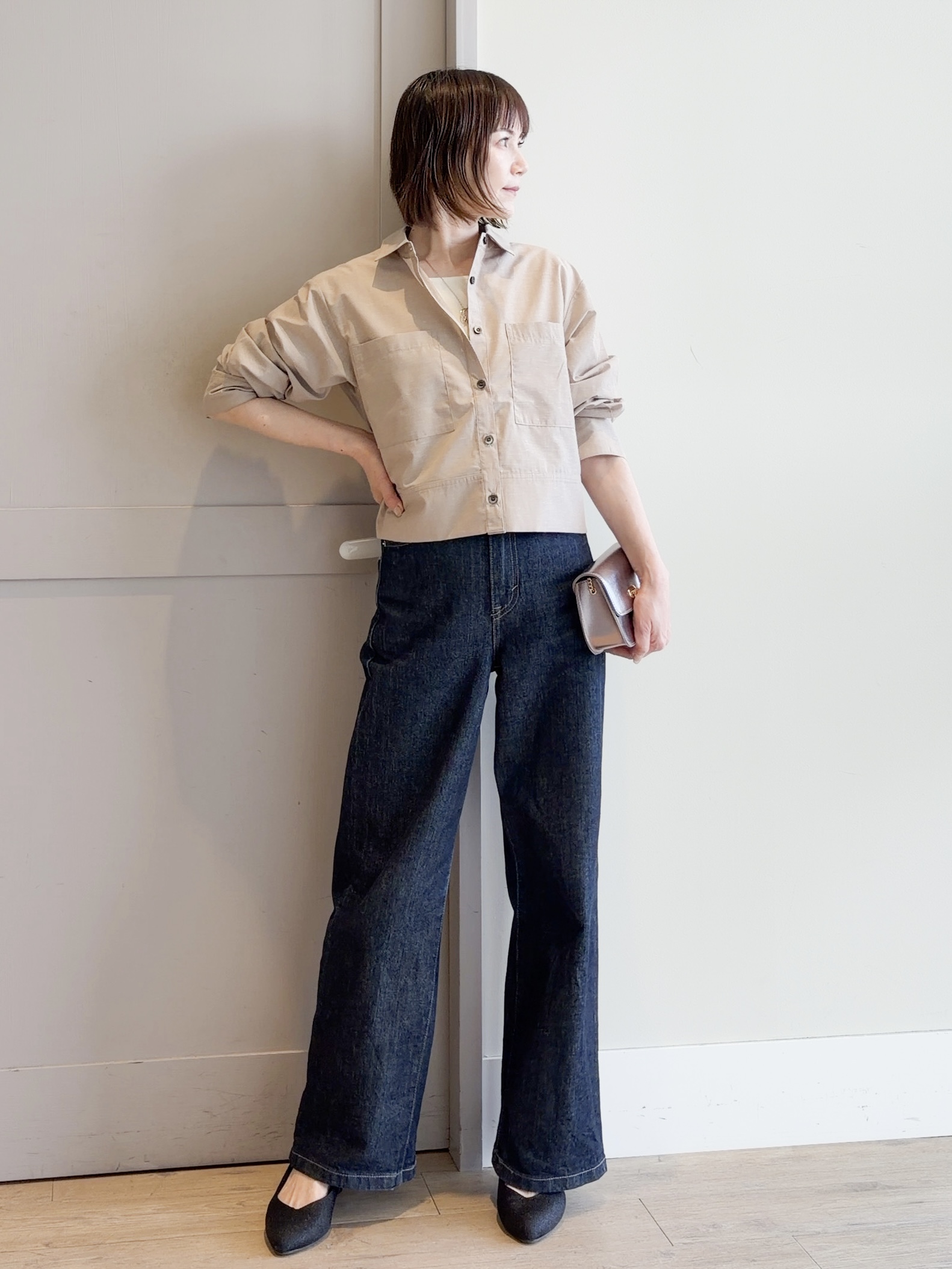 yamakoさんの「grove｜【貴島明日香さん着用／イージーケア／接触冷感】麻混クロップドシャツ」を使ったコーディネート
