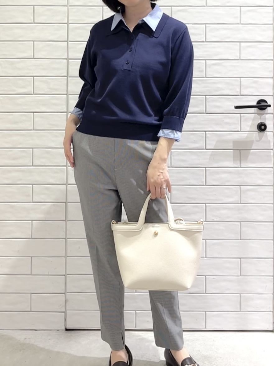 しおりさんの「OPAQUE.CLIP｜2WAY衿付きニット【洗濯機OK】」を使ったコーディネート
