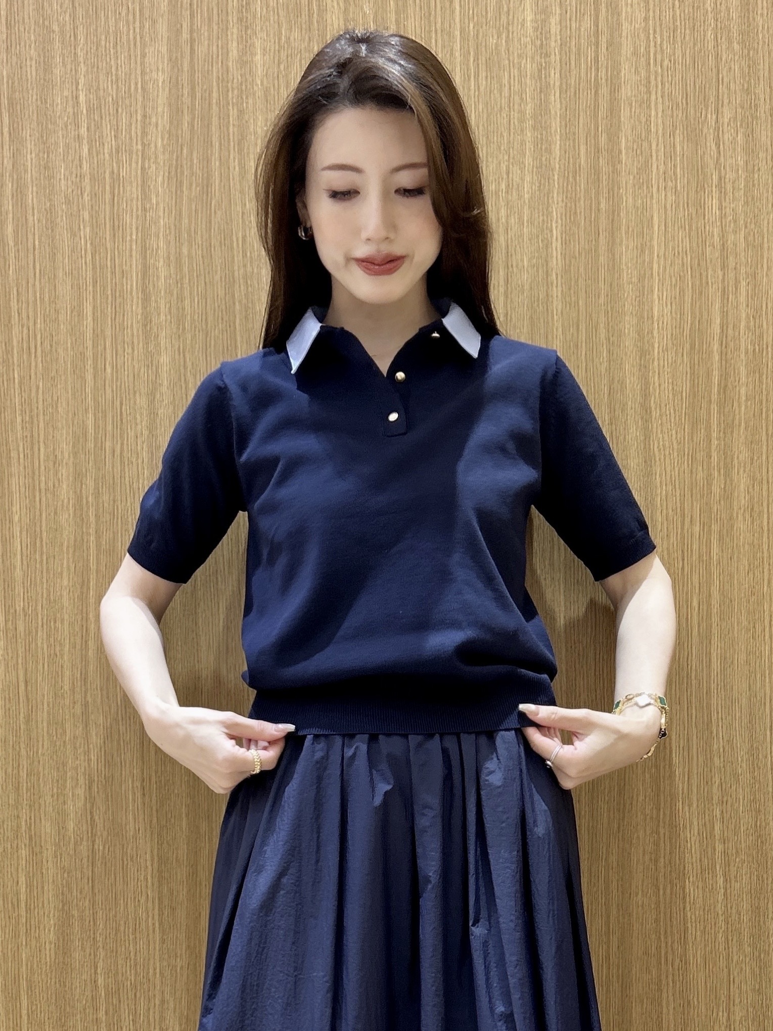 maiさんの「OPAQUE.CLIP｜2WAY衿付きニット【洗濯機OK】」を使ったコーディネート