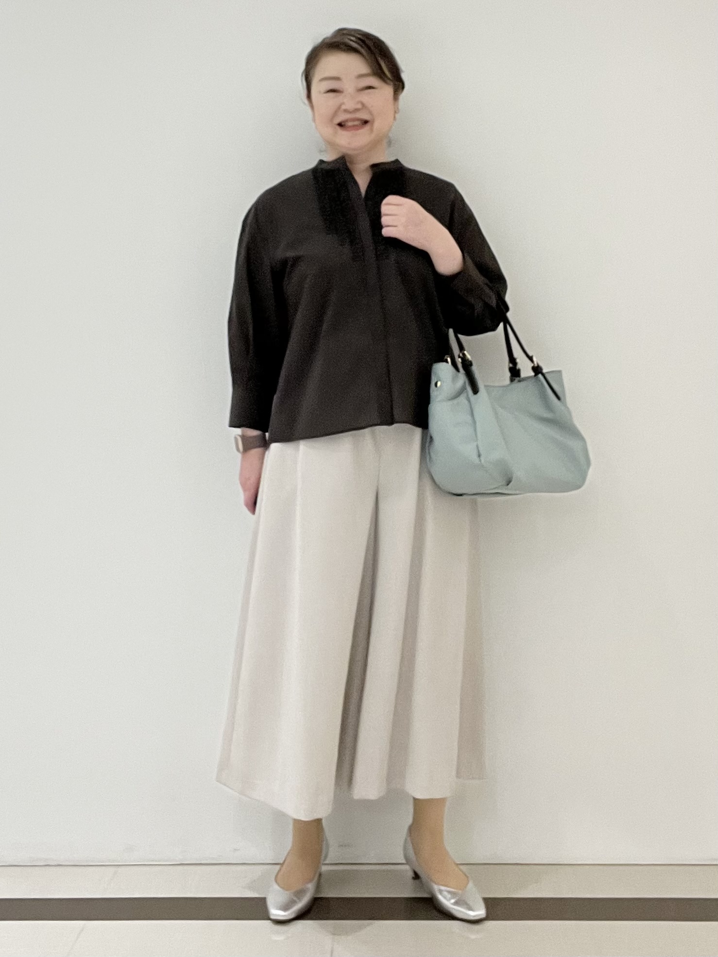 Hiroさんの「Reflect｜【接触冷感】八分袖フロントフリルブラウス」を使ったコーディネート