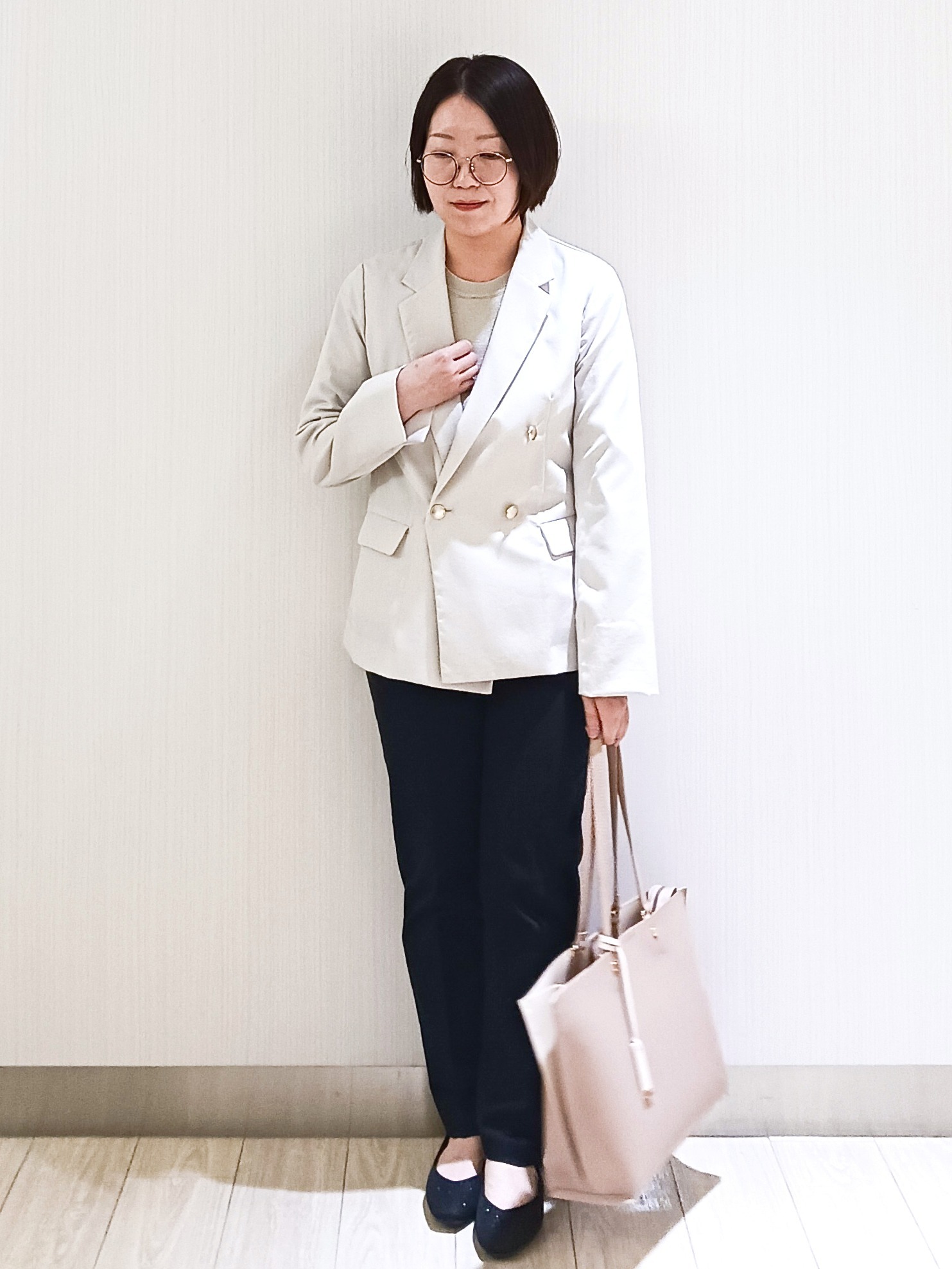 KaHoさんの「index｜《再入荷》ダブルブレストテーラードジャケット【接触冷感／吸水速乾／イージーアイロン／防シワ／洗濯機O」を使ったコーディネート