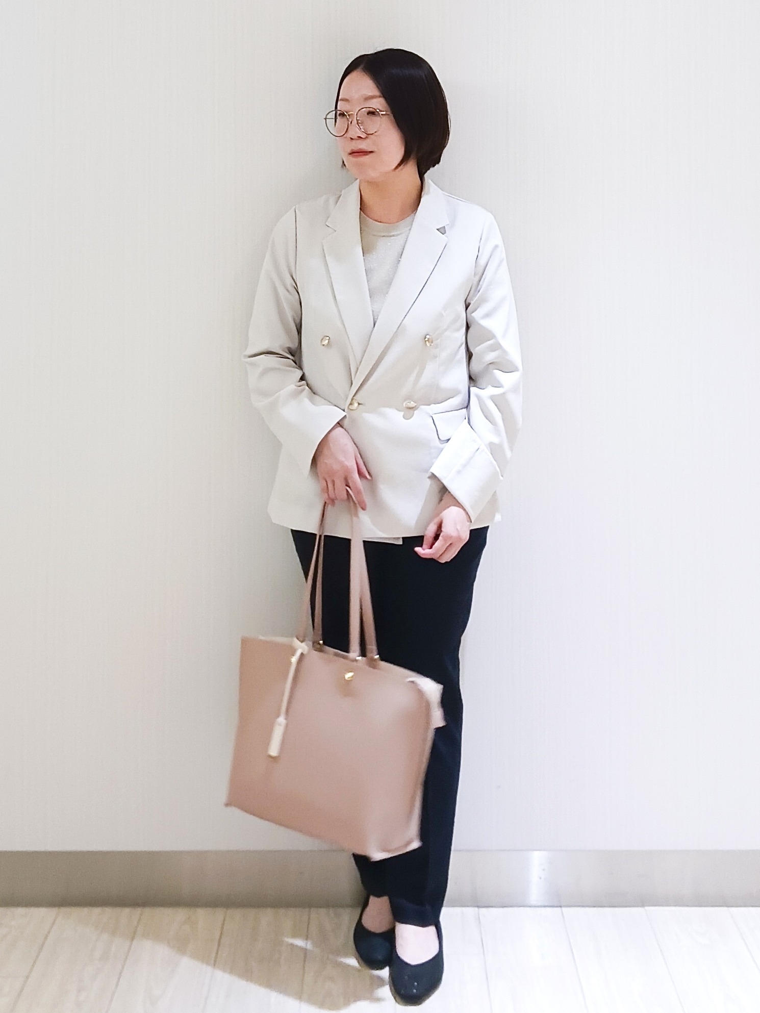 KaHoさんの「index｜《再入荷》ダブルブレストテーラードジャケット【接触冷感／吸水速乾／イージーアイロン／防シワ／洗濯機O」を使ったコーディネート