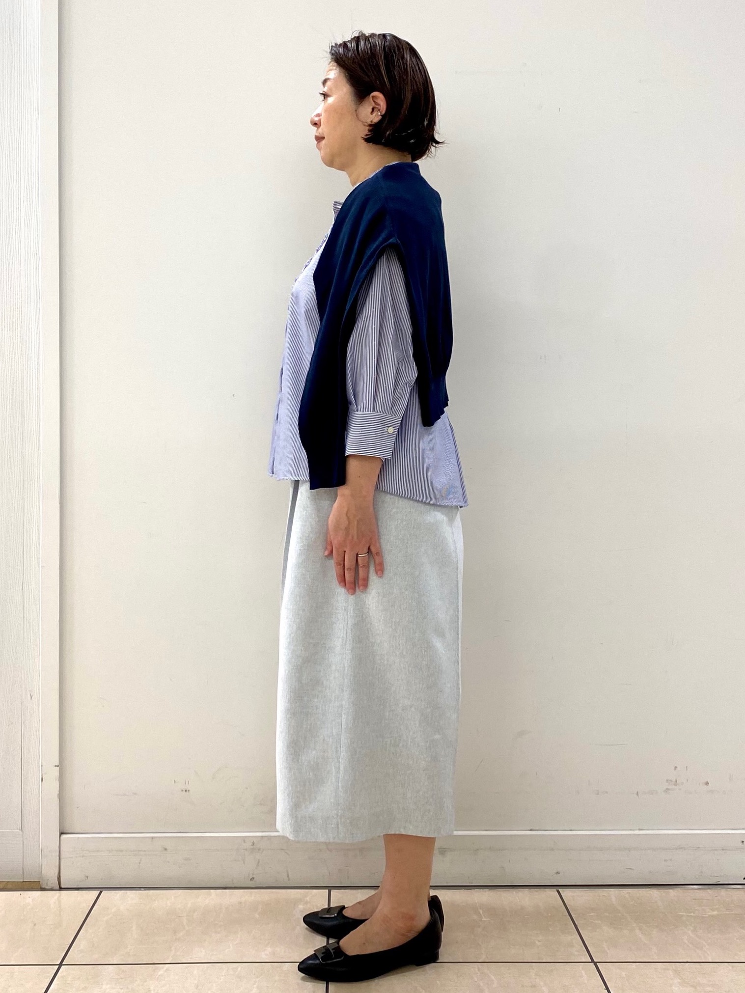 ksmさんの「Reflect｜【接触冷感】八分袖フロントフリルブラウス」を使ったコーディネート