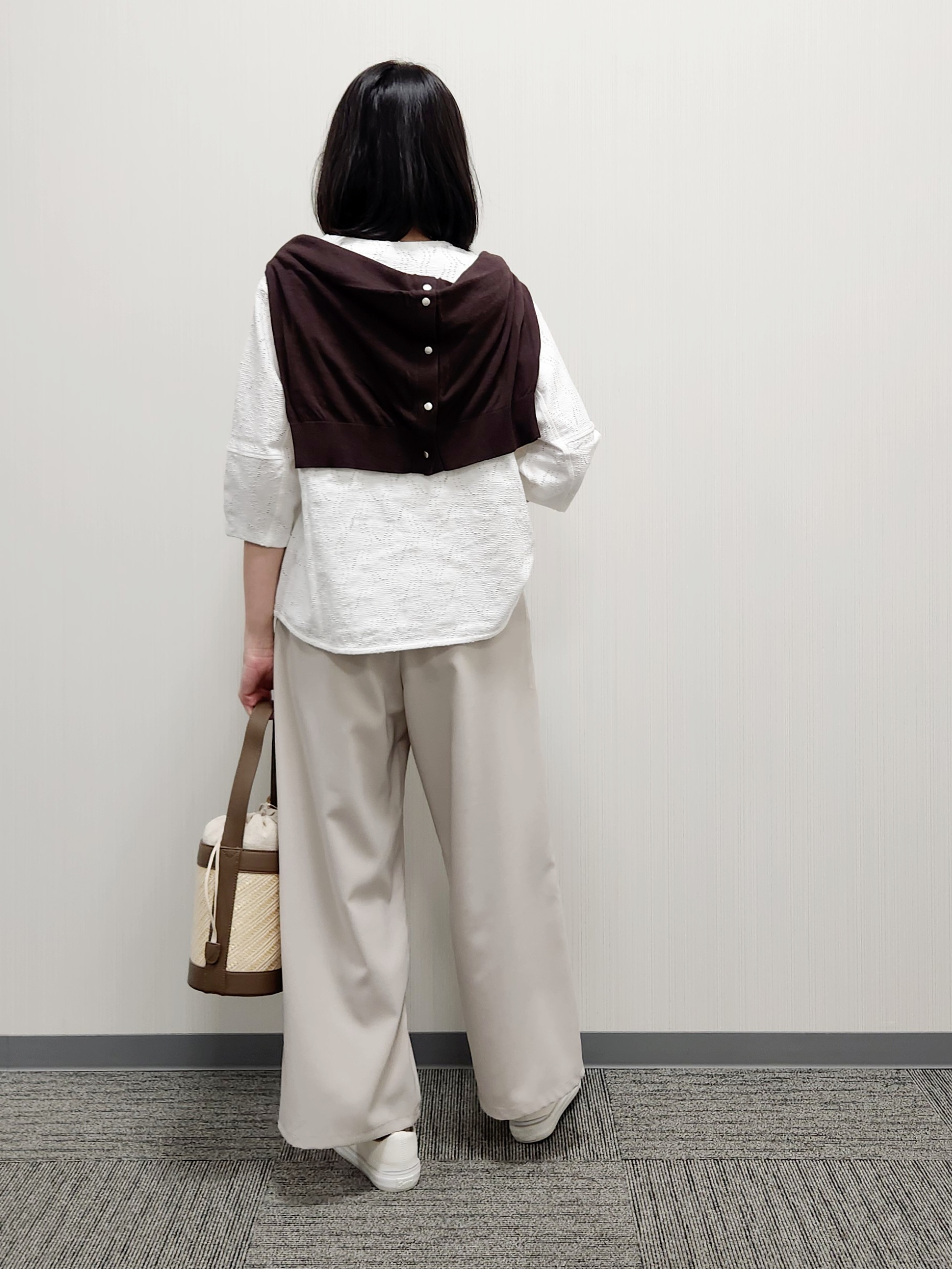 naraさんの「Dessin｜【洗える】七分袖レースカットソー」を使ったコーディネート