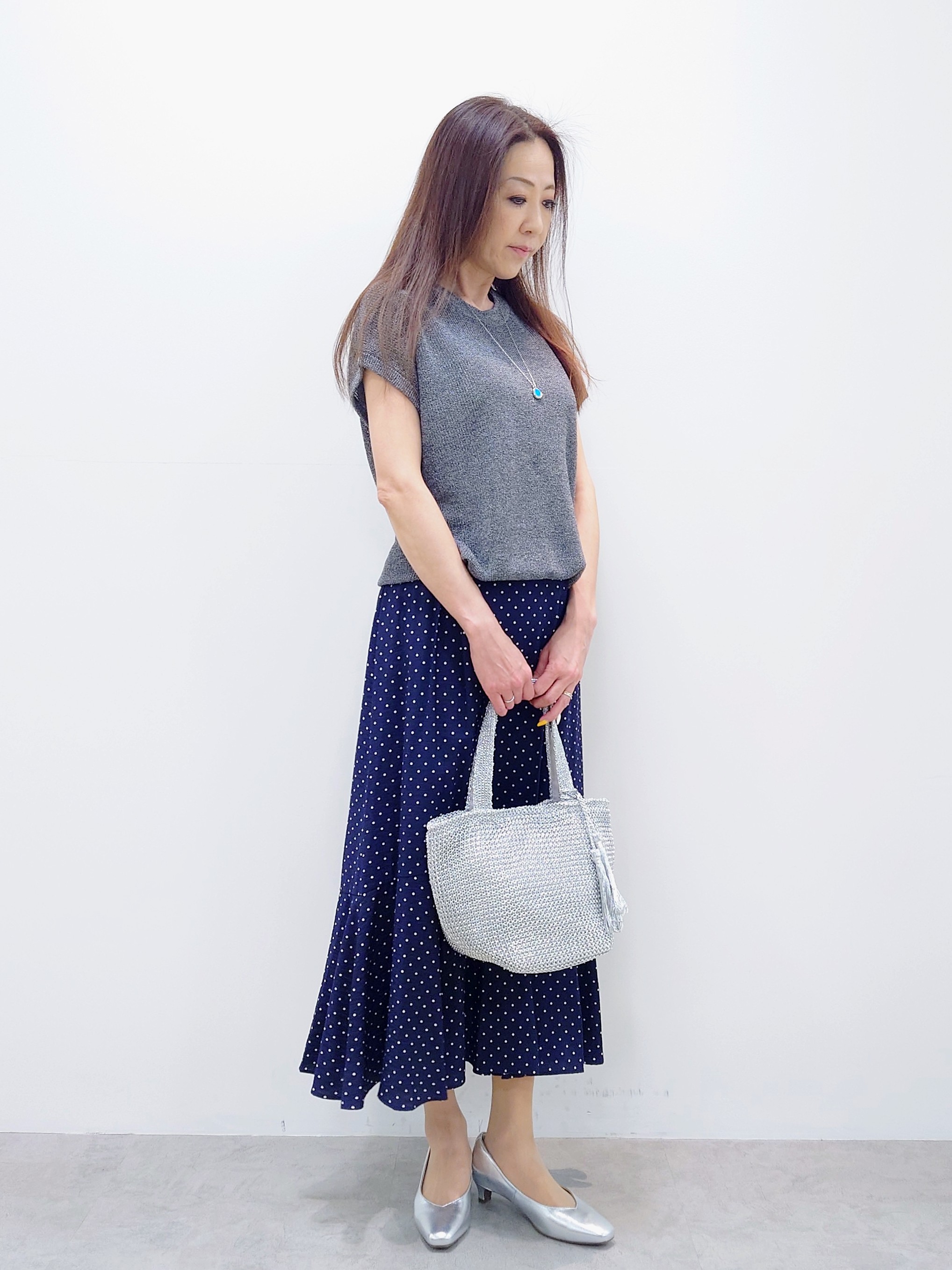 yoshiさんの「Reflect｜【レイヤードにおすすめ◎】畦編みフレンチスリーブトップス」を使ったコーディネート