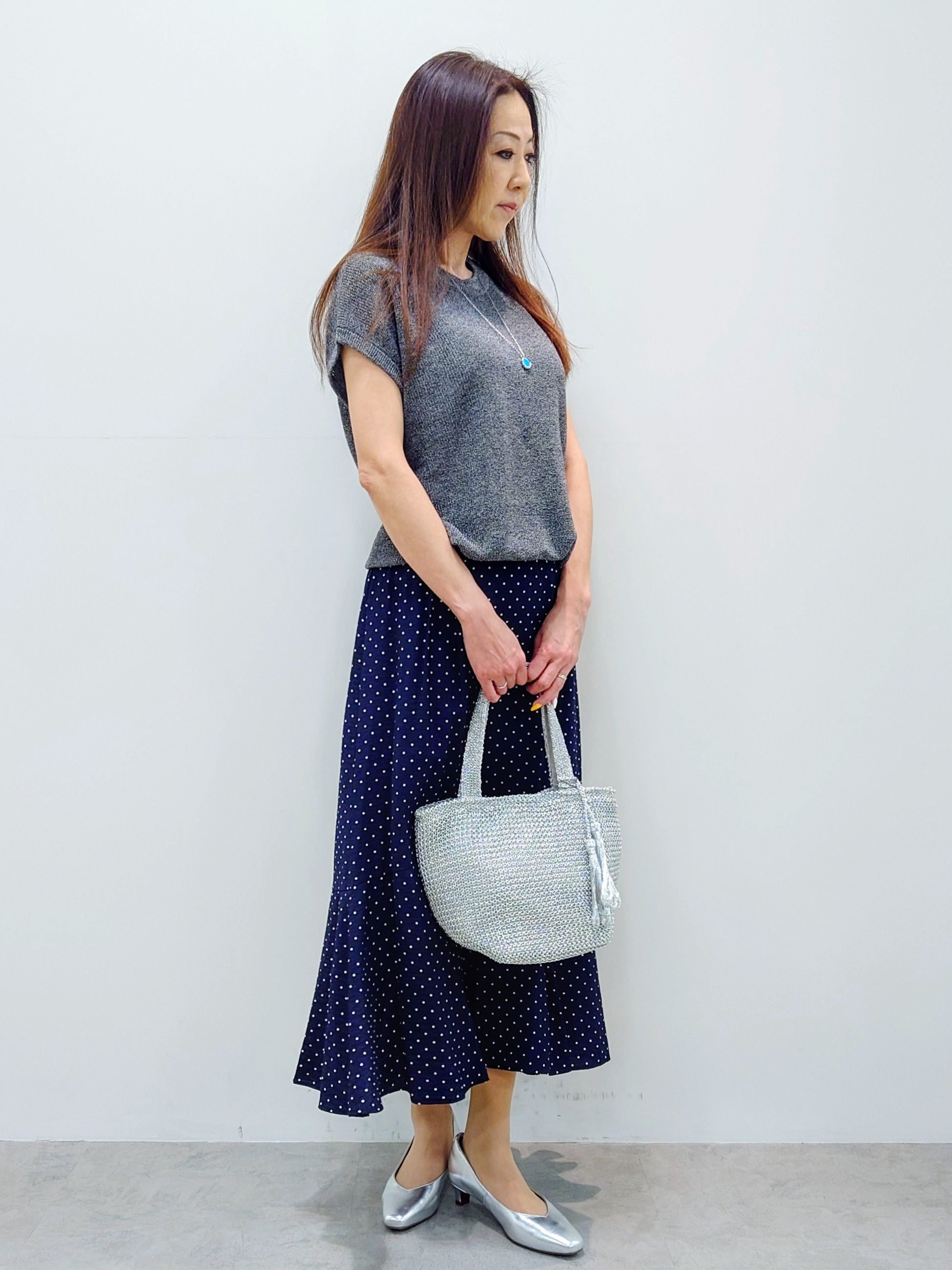 yoshiさんの「Reflect｜【レイヤードにおすすめ◎】畦編みフレンチスリーブトップス」を使ったコーディネート