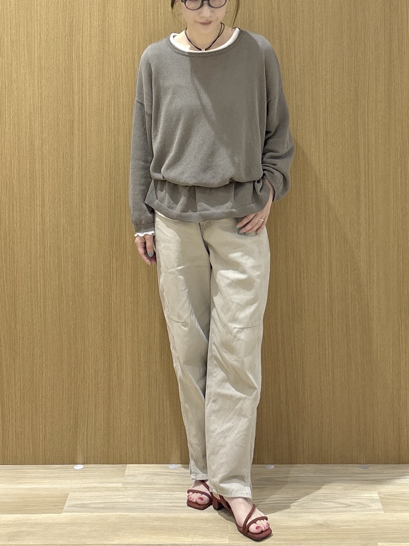 たけねぇさんの「OPAQUE.CLIP｜麻混リラクシーニット【洗濯機OK】」を使ったコーディネート