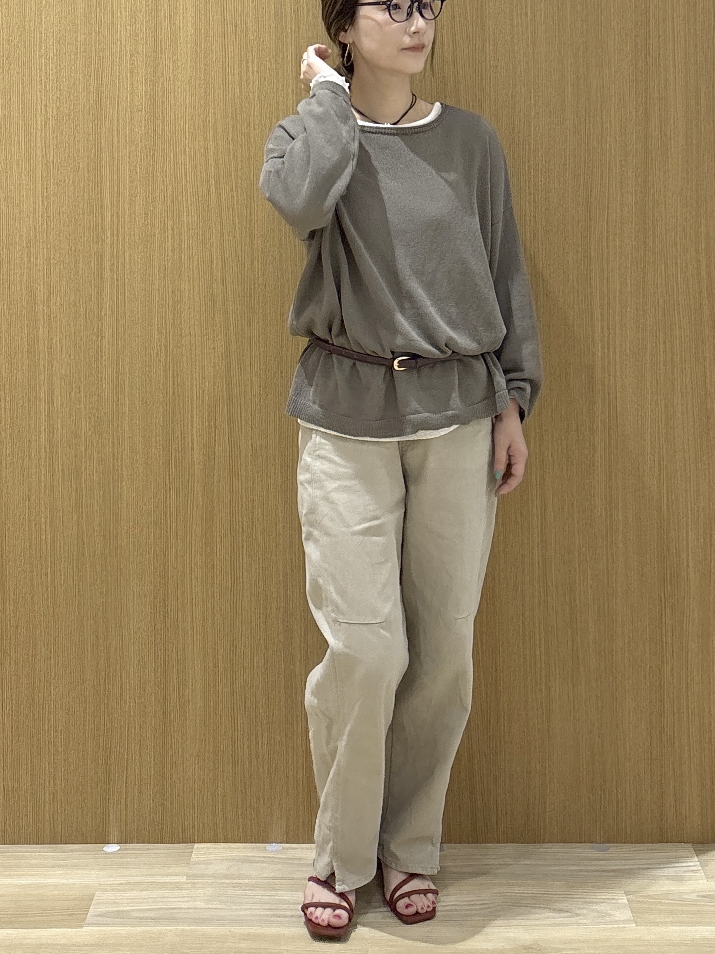 たけねぇさんの「OPAQUE.CLIP｜麻混リラクシーニット【洗濯機OK】」を使ったコーディネート