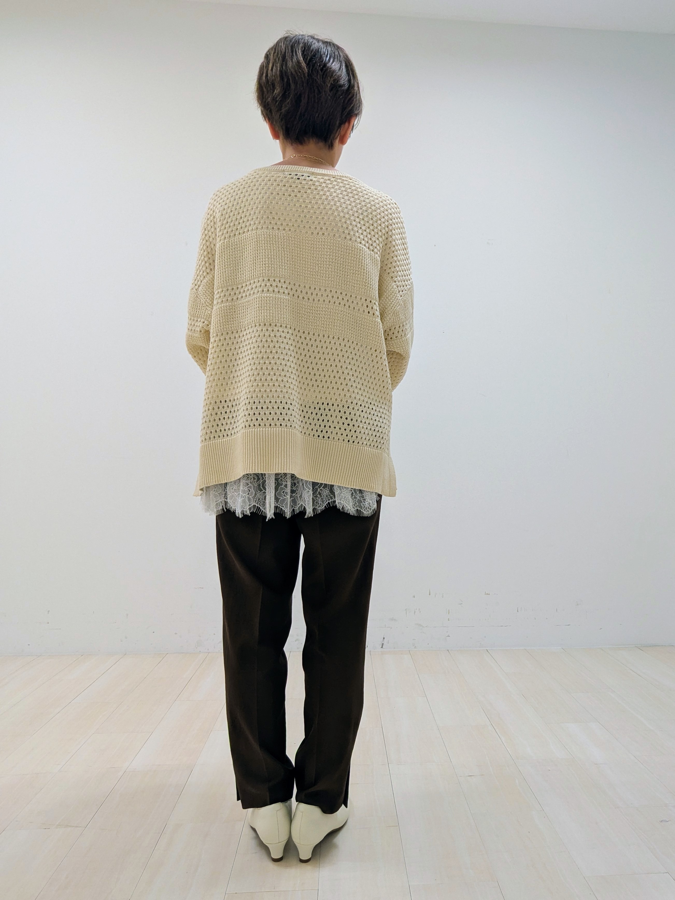 nishiさんの「Reflect｜【レイヤードにおすすめ◎】メッシュ風ドライタッチニット」を使ったコーディネート