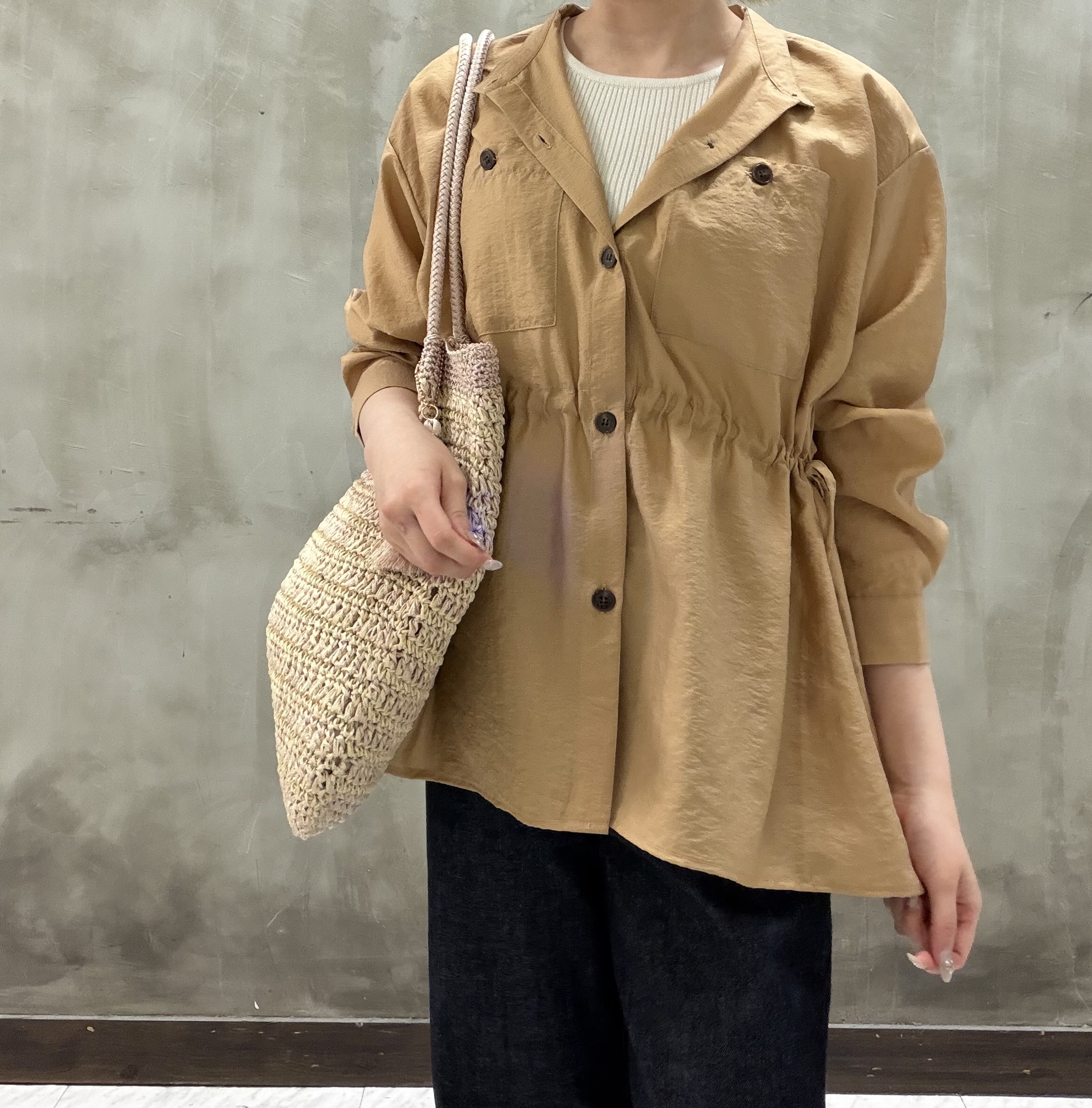 maiさんの「grove｜高評価！【体型カバー・洗える】シアーサファリシャツジャケット」を使ったコーディネート