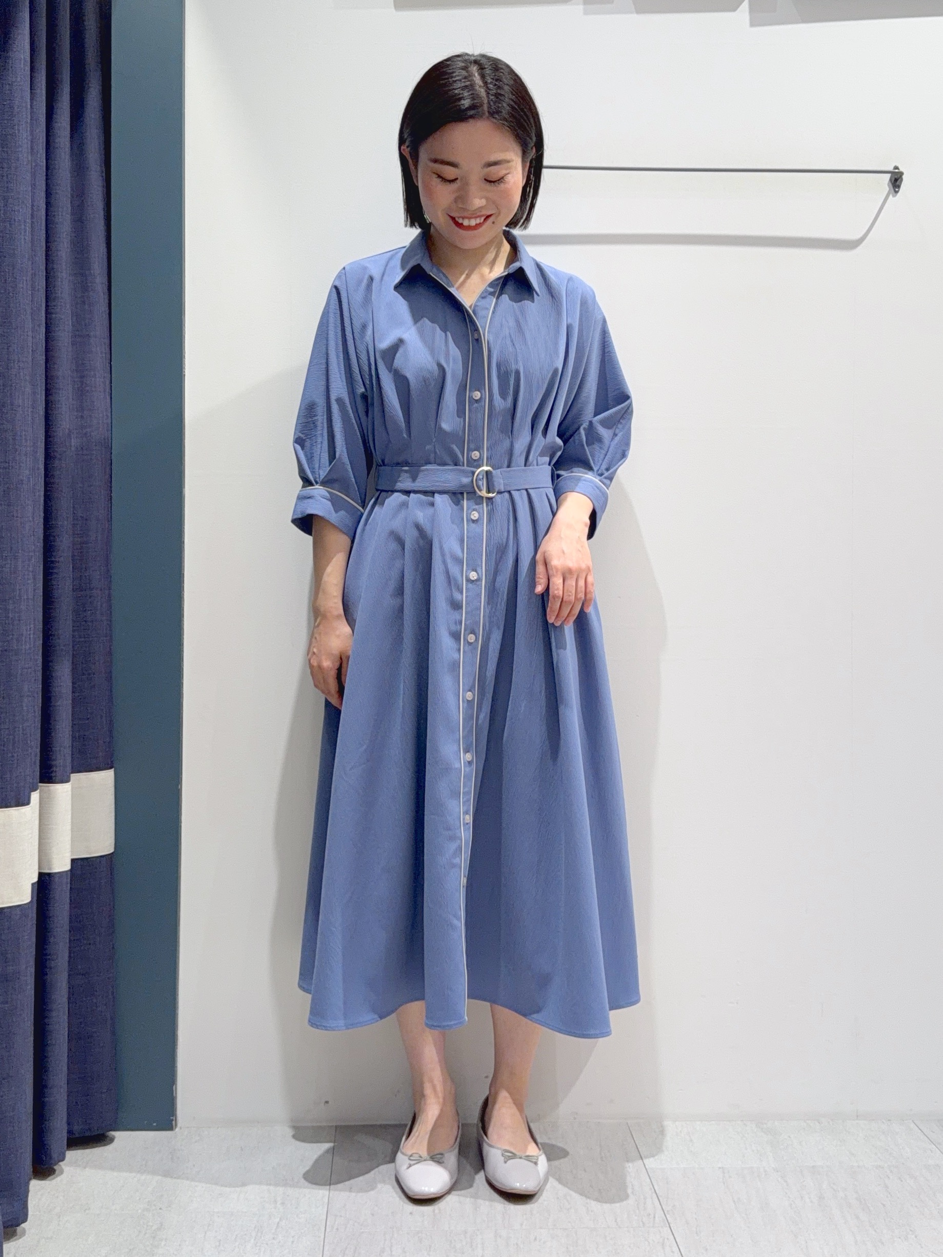 あんりさんの「grove｜【貴島明日香さん着用・美シルエット】ウエストタック配色ワンピース」を使ったコーディネート