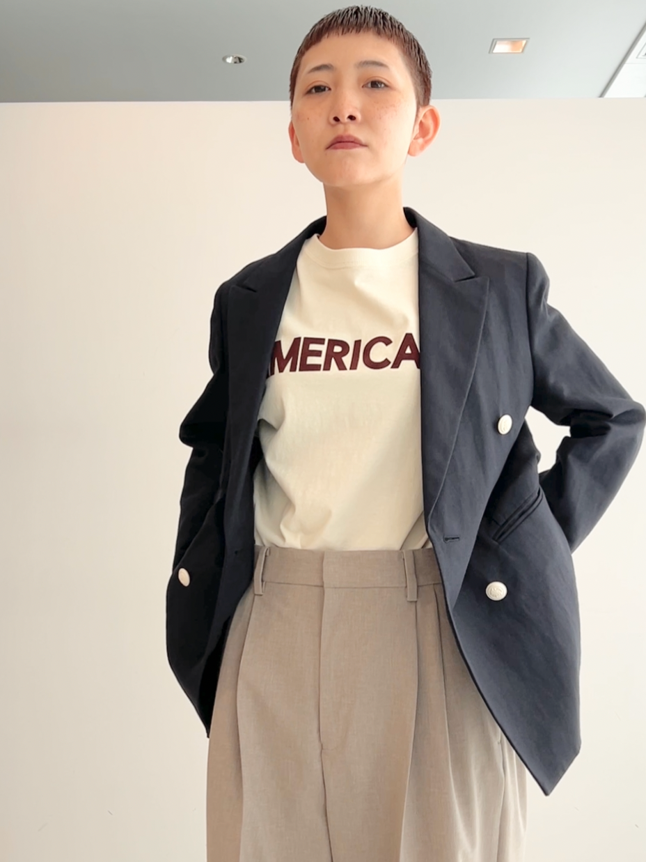 OCHIAIさんの「DRESSTERIOR｜【セットアップ可】リネンブレンドダブルブレストジャケット」を使ったコーディネート
