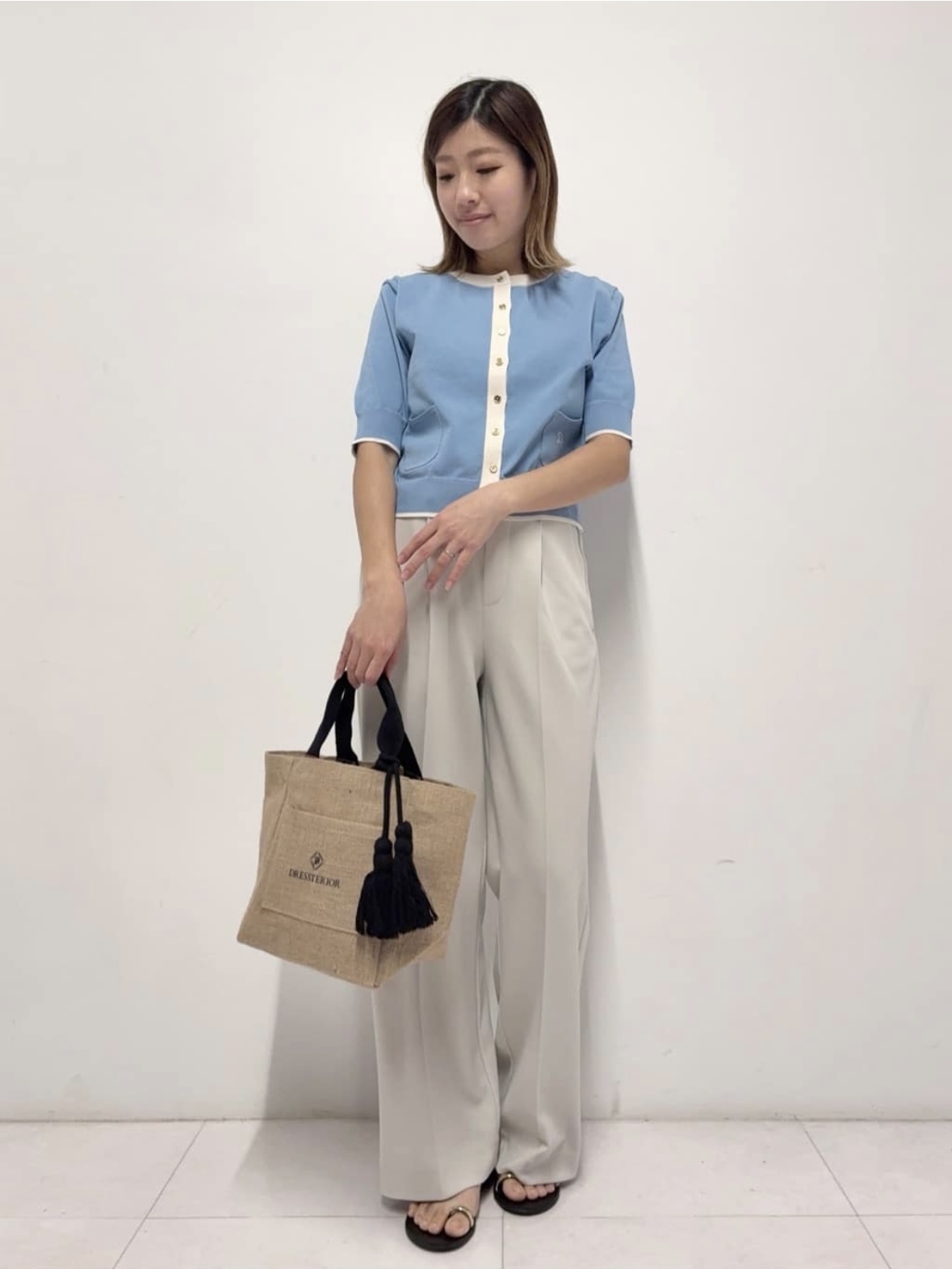 Nishijimaさんの「DRESSTERIOR｜【otonaMUSE5月号掲載/UVカット/ウォッシャブル】クールタッチ コンビ カーディガン」を使ったコーディネート