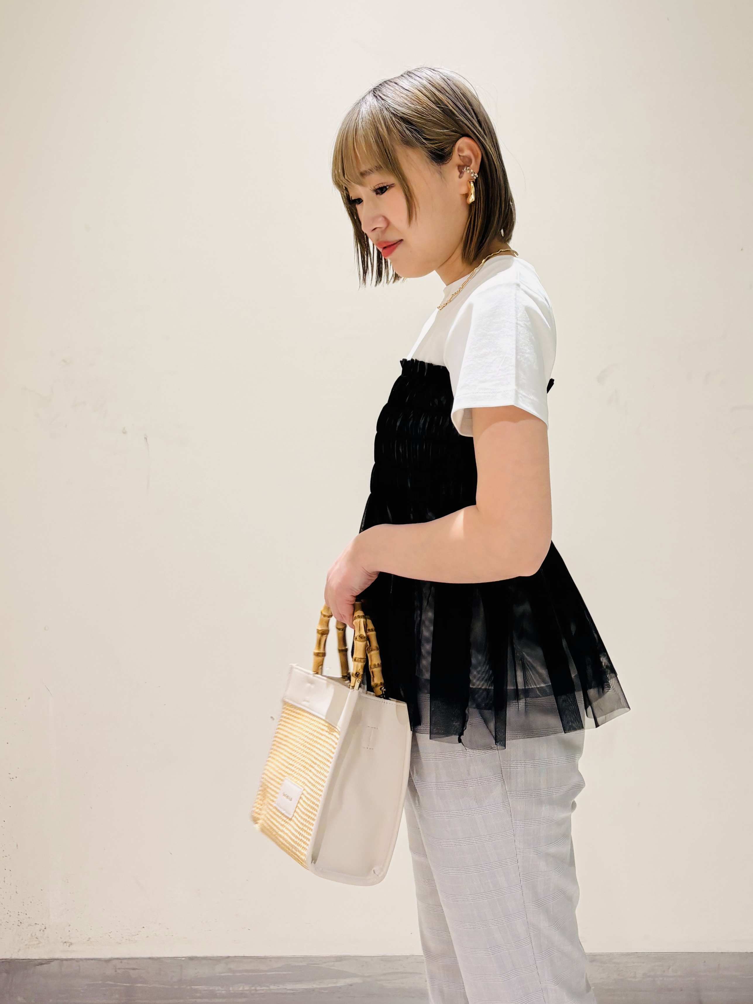 みきちぃさんの「index｜チュールペプラムトップス【洗濯機OK／接触冷感／UVケア】」を使ったコーディネート