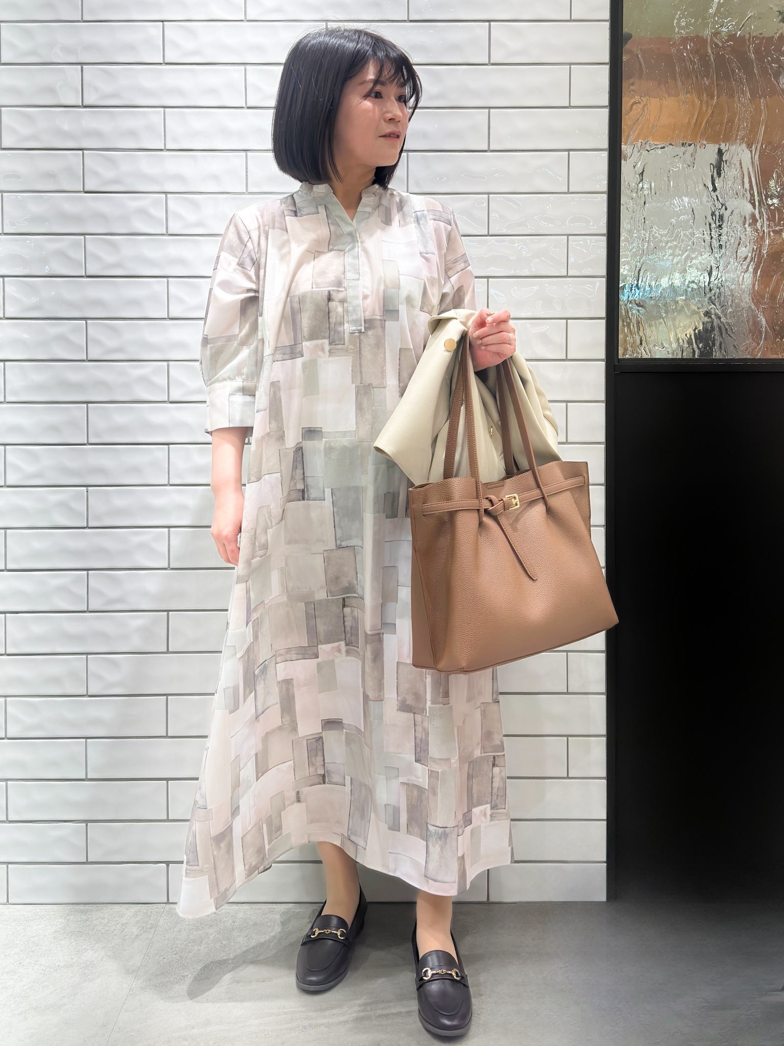 Minさんの「OPAQUE.CLIP｜アート柄プリントワンピース【洗濯機OK】」を使ったコーディネート