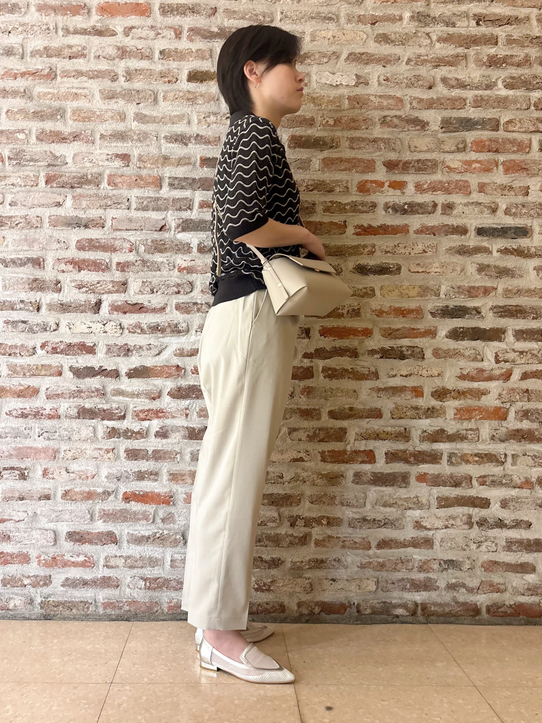 しばさんの「THE SHOP TK｜【さらさらタッチ】ジャカードポロニット」を使ったコーディネート