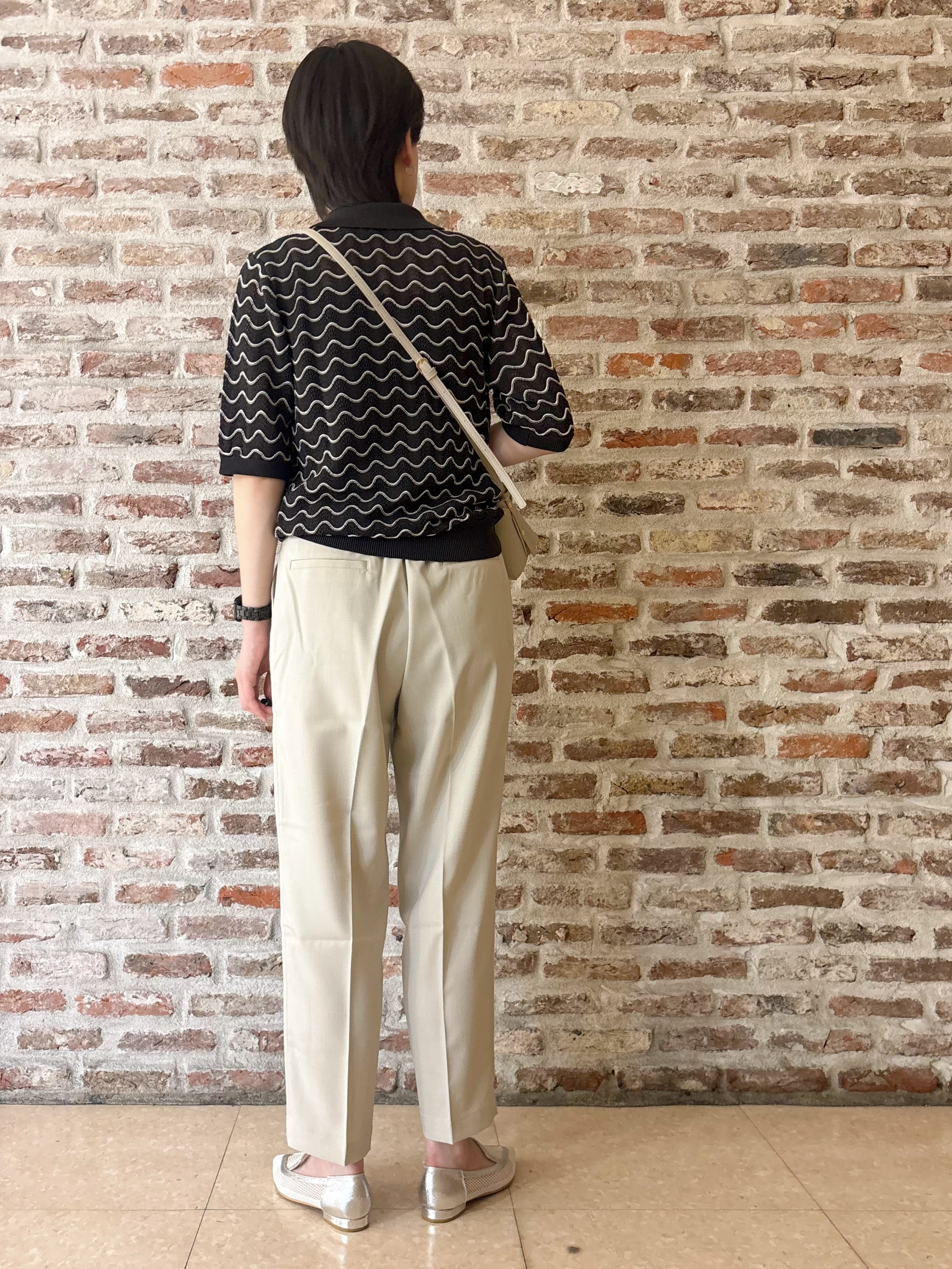 しばさんの「THE SHOP TK｜【さらさらタッチ】ジャカードポロニット」を使ったコーディネート