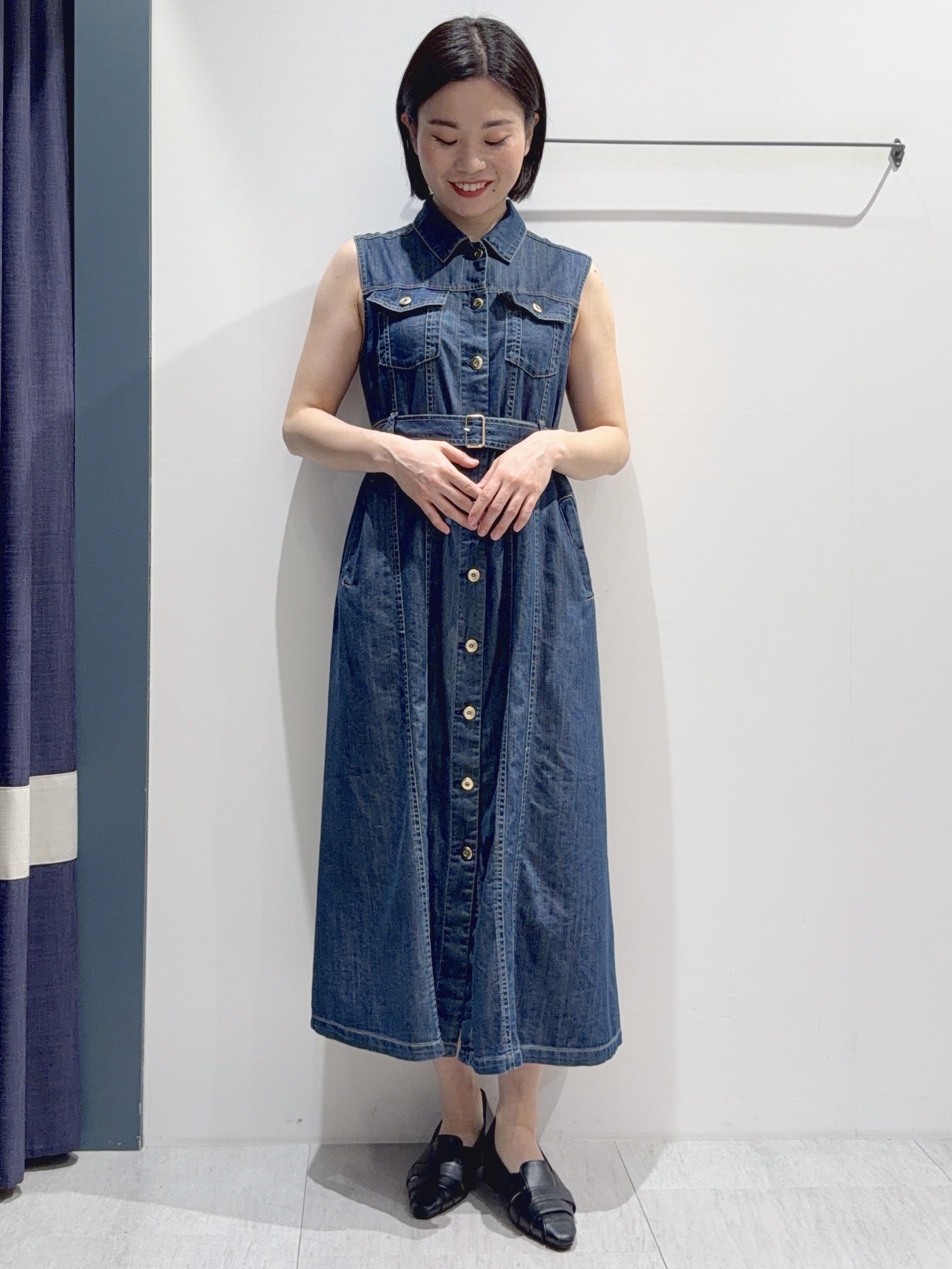 あんりさんの「grove｜【貴島明日香さん着用／イージーケア／接触冷感】麻混クロップドシャツ」を使ったコーディネート