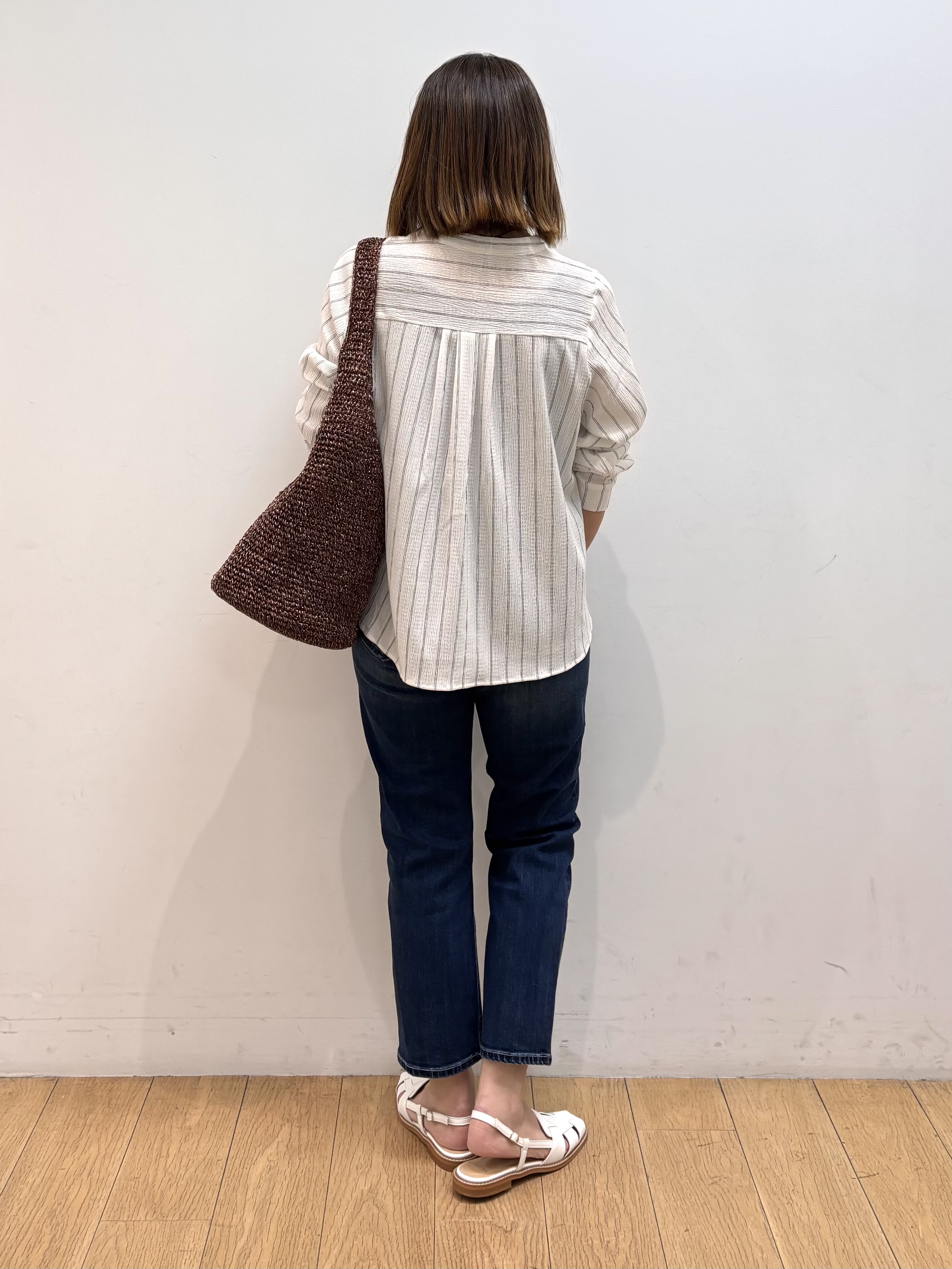 mikkoさんの「INDIVI｜【洗える／着心地楽ちん】ブラウス風ストライプカットソートップス」を使ったコーディネート