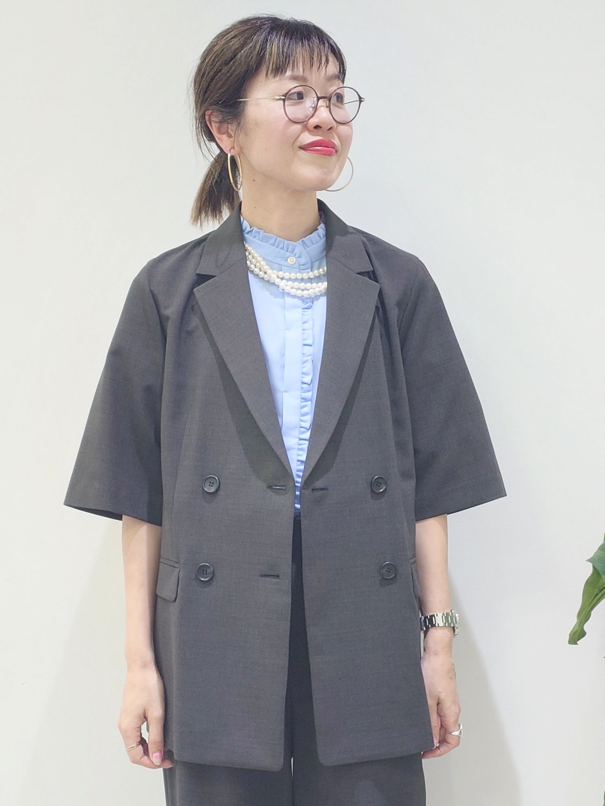 MUTSUKOさんの「UNTITLED｜【シワになりにくい/セットアップ可/接触冷感】ハーフスリーブジャケット」を使ったコーディネート