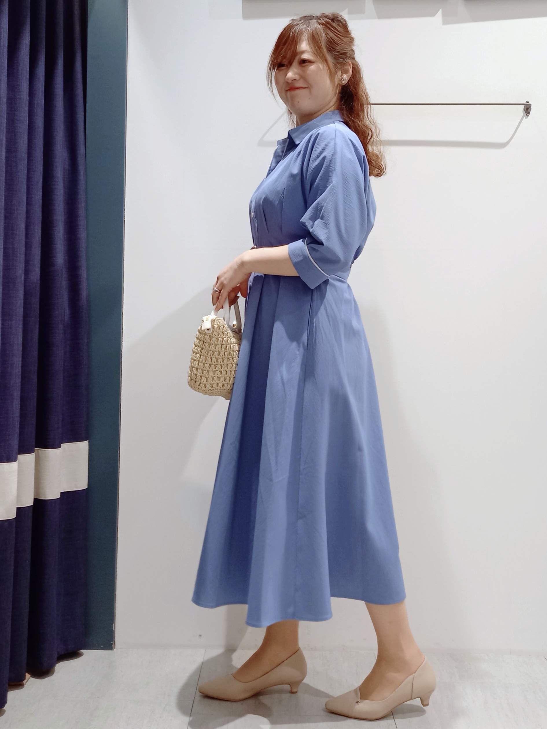 miiさんの「grove｜【貴島明日香さん着用・美シルエット】ウエストタック配色ワンピース」を使ったコーディネート