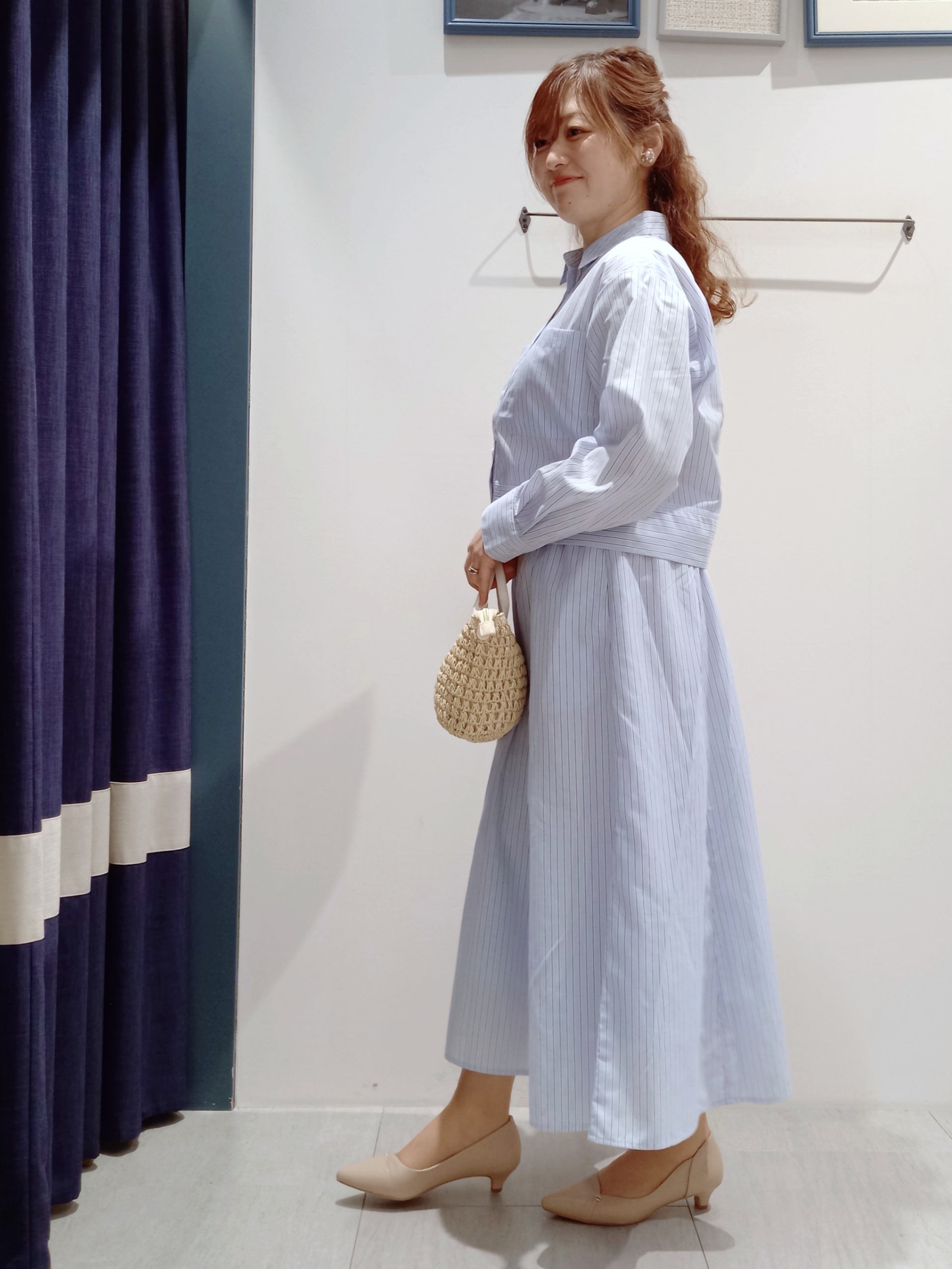 miiさんの「grove｜【貴島明日香さん着用／イージーケア／接触冷感】麻混クロップドシャツ」を使ったコーディネート