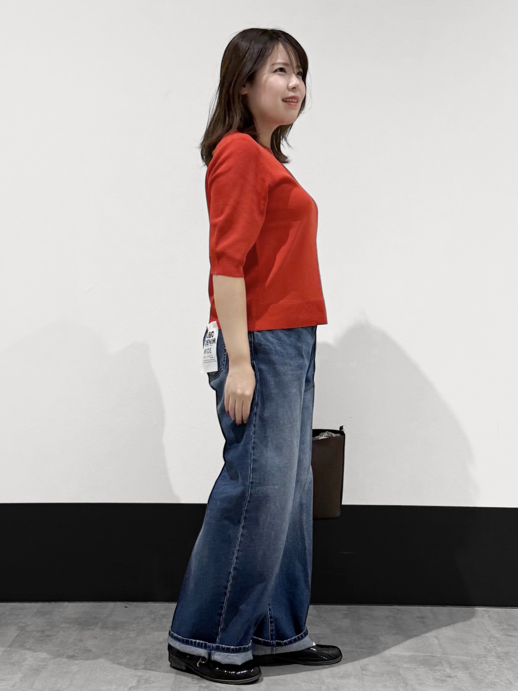 macchaさんの「THE SHOP TK｜【S-XL/ひんやりタッチ】美しさ際立つ 6分袖ニット 洗濯機OK/UVケア/毛玉になりにくい」を使ったコーディネート