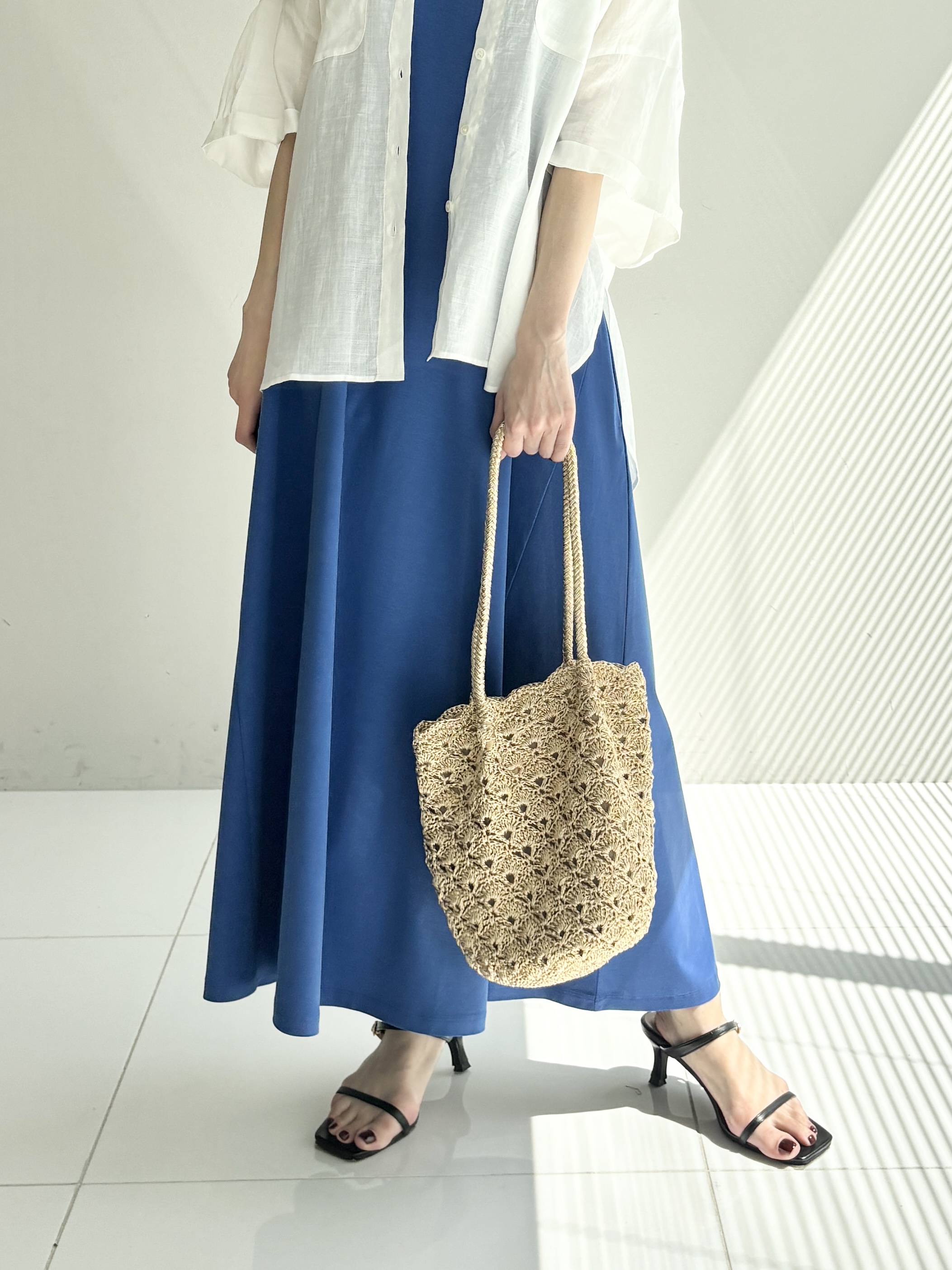 清水夏姫さんの「DRESSTERIOR｜【接触冷感／抗菌防臭／消臭/ウォッシャブル】アイスクリアコットン フレンチスリーブワンピース」を使ったコーディネート