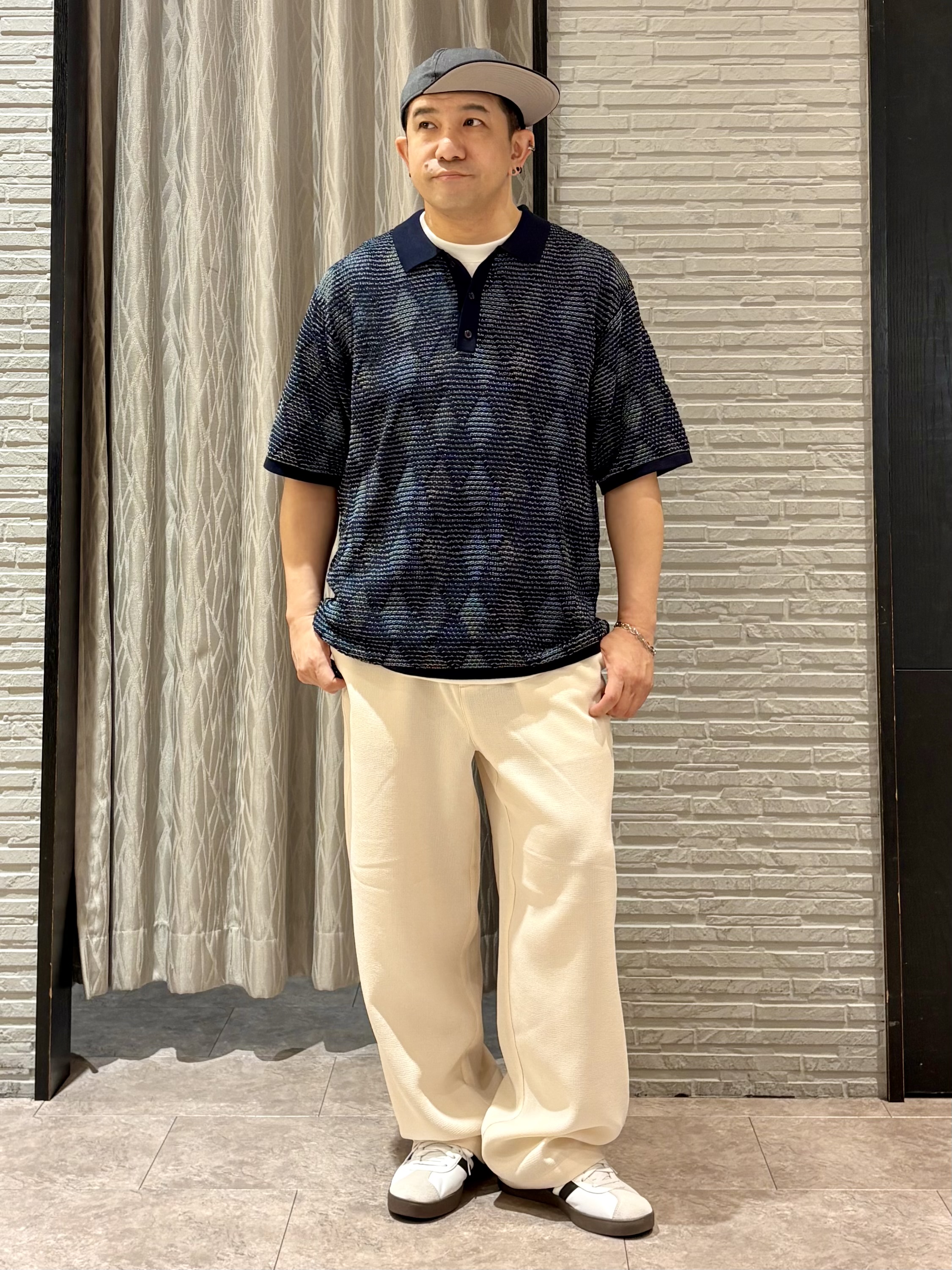 Pーyamaさんの「THE SHOP TK｜【主張しすぎない配色バランス】アーガイルメッシュポロ半袖Tシャツ 洗濯機OK」を使ったコーディネート