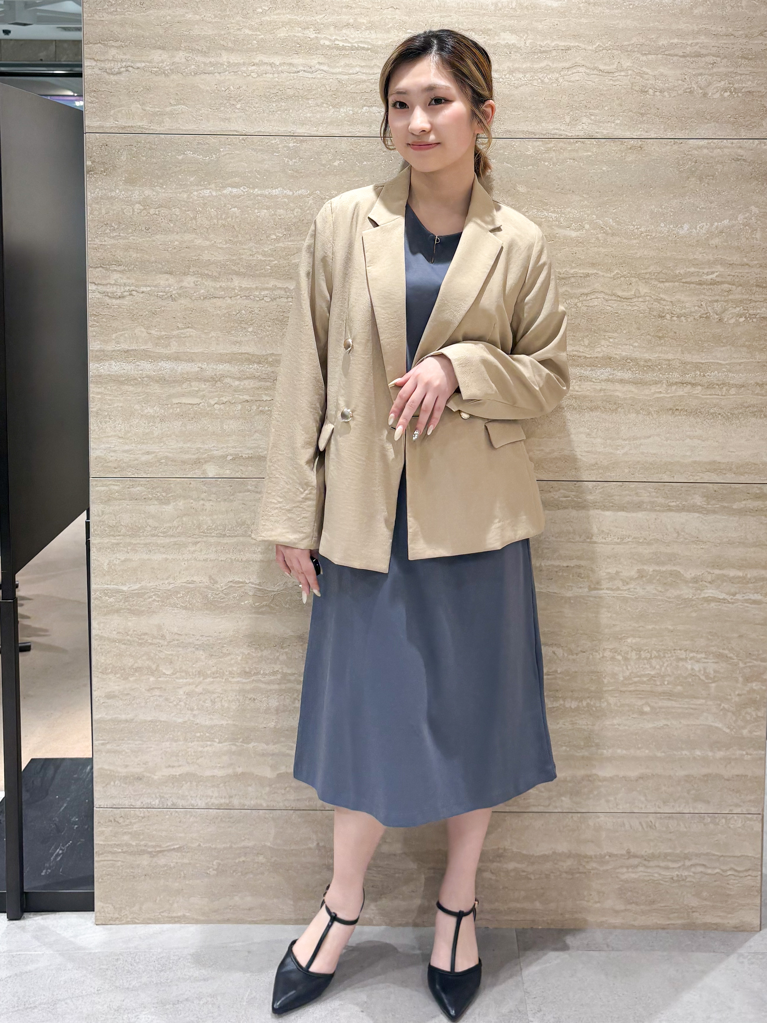 ふうかさんの「index｜《再入荷》ダブルブレストテーラードジャケット【接触冷感／吸水速乾／イージーアイロン／防シワ／洗濯機O」を使ったコーディネート