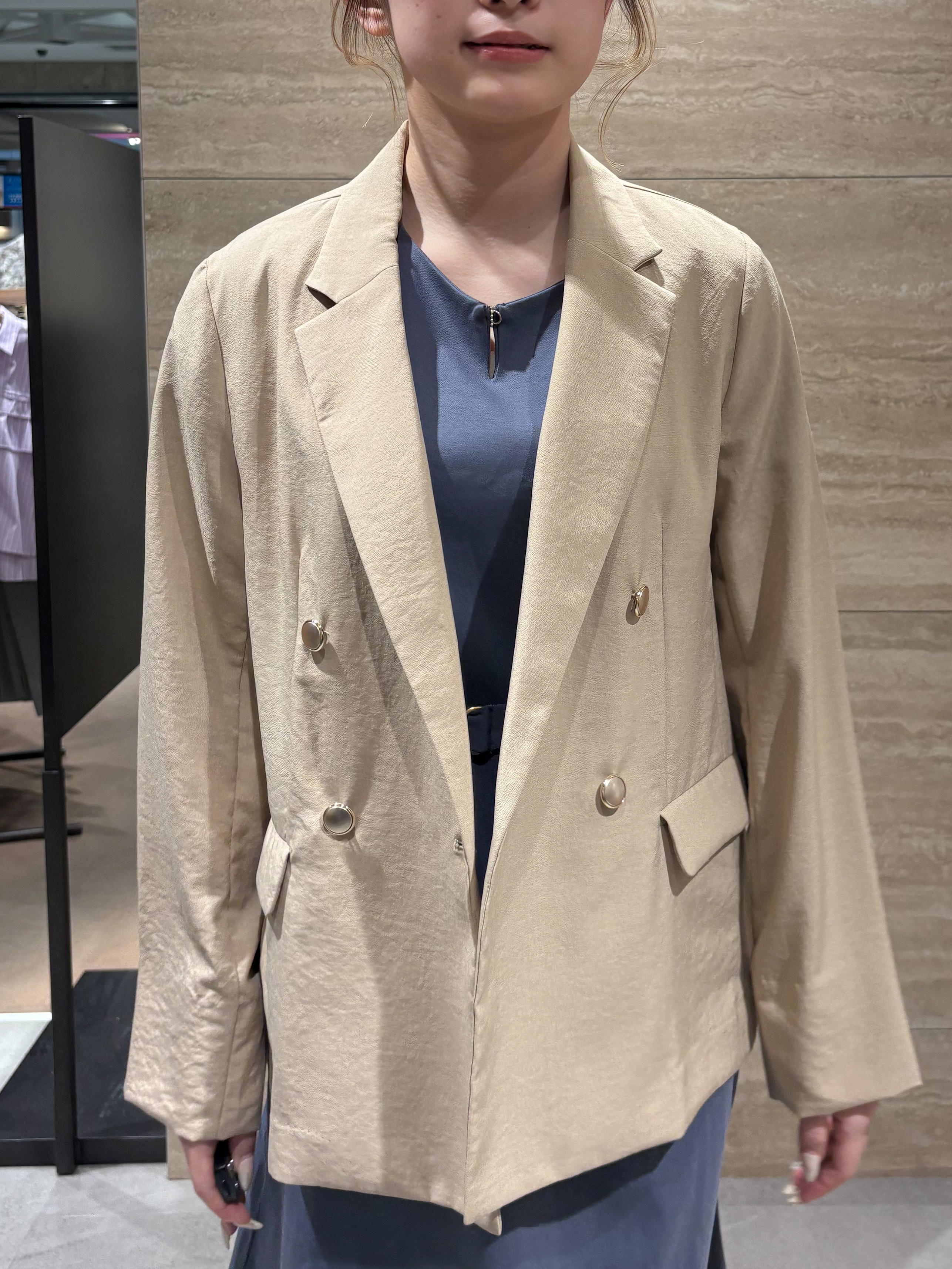 ふうかさんの「index｜《再入荷》ダブルブレストテーラードジャケット【接触冷感／吸水速乾／イージーアイロン／防シワ／洗濯機O」を使ったコーディネート