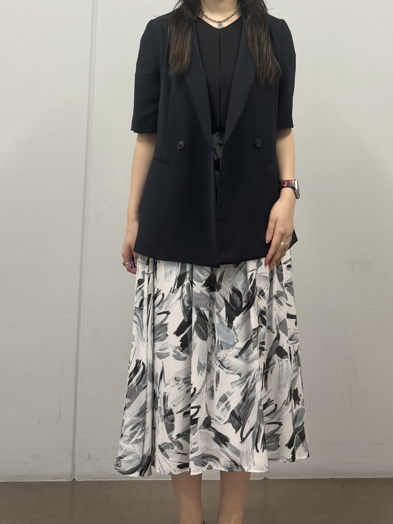 mizukiさんの「INDIVI｜【着る日傘】ハーフスリーブダブルジャケット」を使ったコーディネート