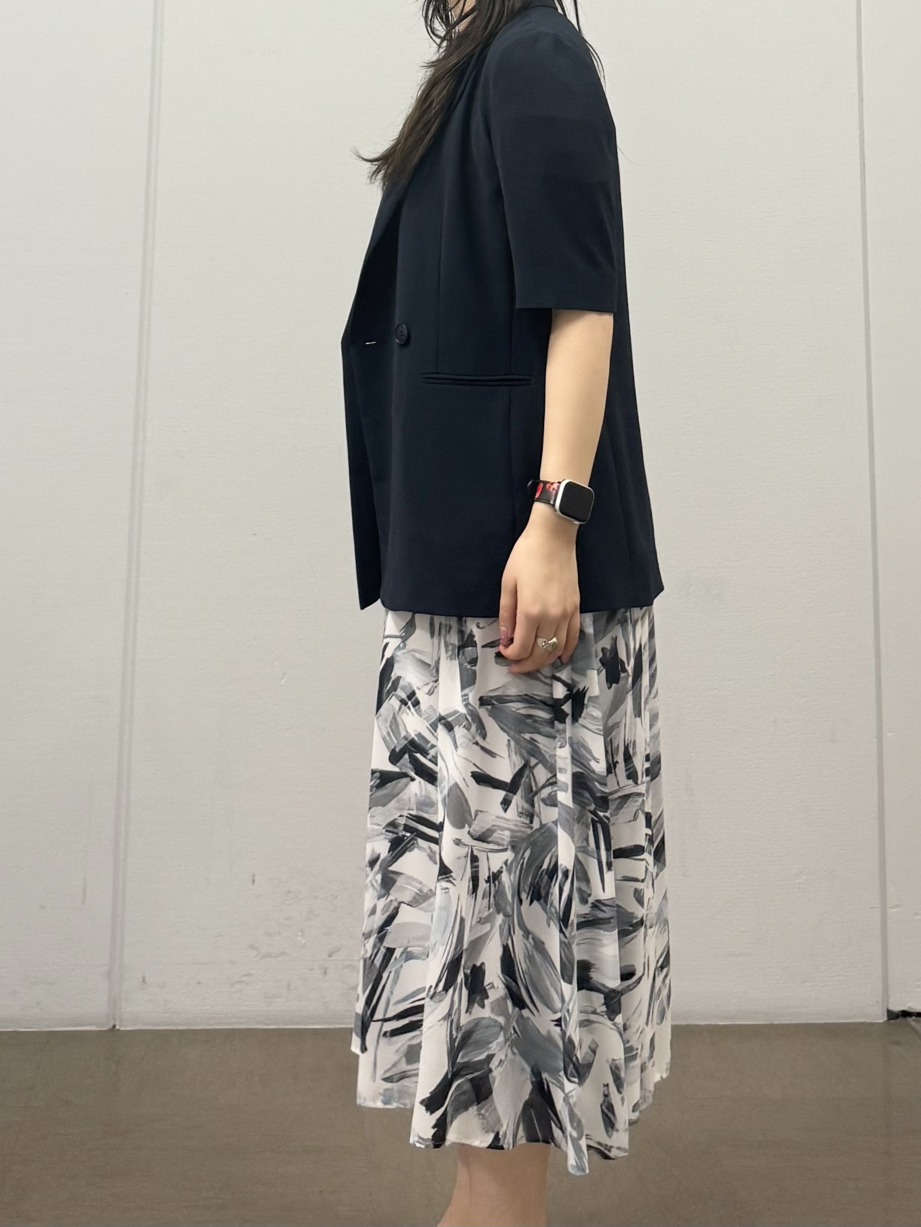 mizukiさんの「INDIVI｜【着る日傘】ハーフスリーブダブルジャケット」を使ったコーディネート