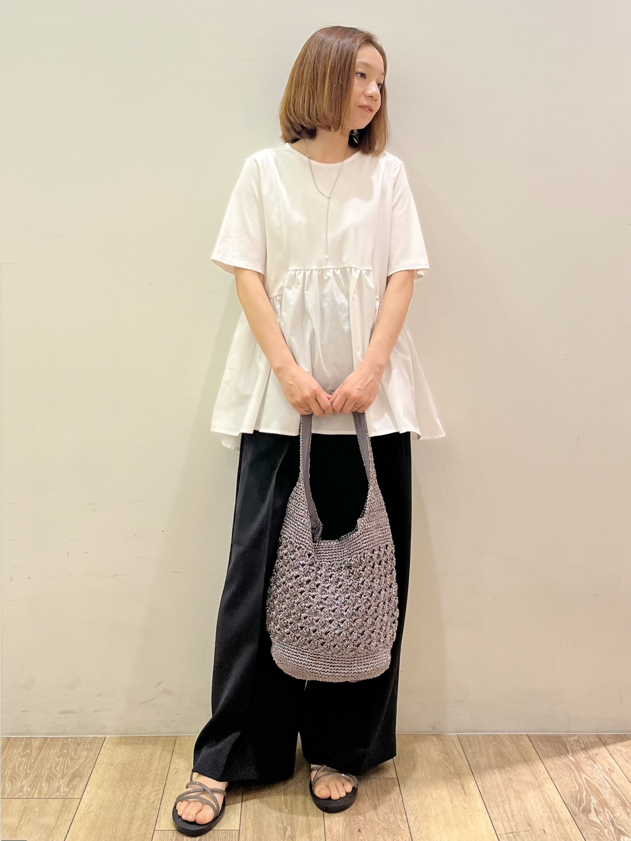 kcさんの「OPAQUE.CLIP｜ペプラムドッキングカットソー【洗濯機OK】」を使ったコーディネート