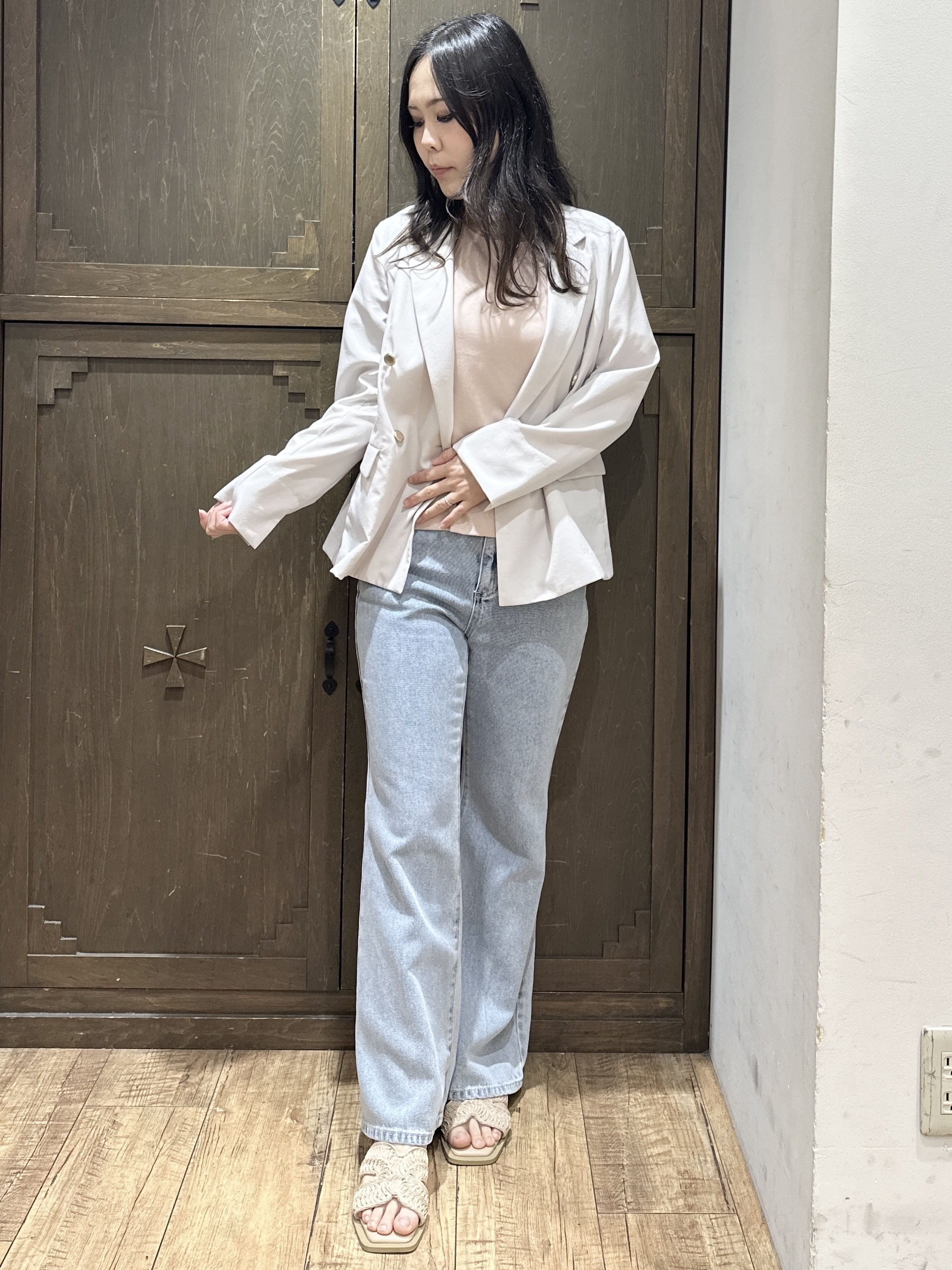 kanaさんの「index｜《再入荷》ダブルブレストテーラードジャケット【接触冷感／吸水速乾／イージーアイロン／防シワ／洗濯機O」を使ったコーディネート