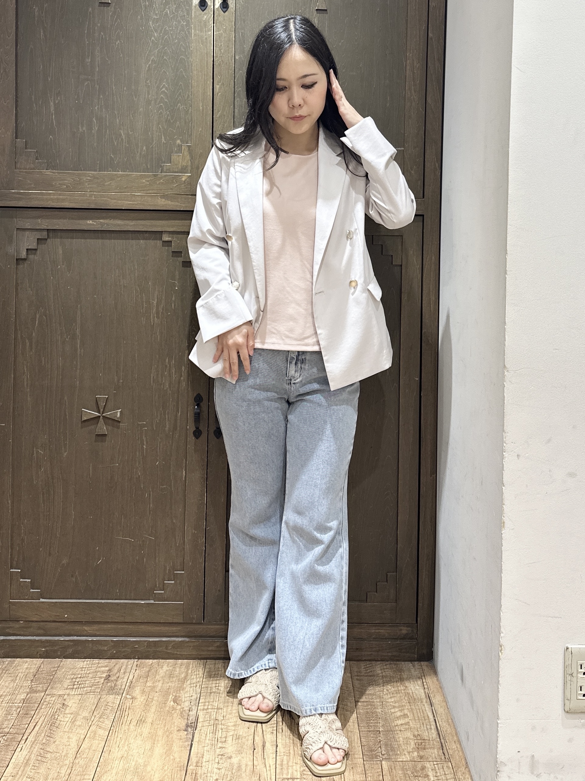 kanaさんの「index｜《再入荷》ダブルブレストテーラードジャケット【接触冷感／吸水速乾／イージーアイロン／防シワ／洗濯機O」を使ったコーディネート