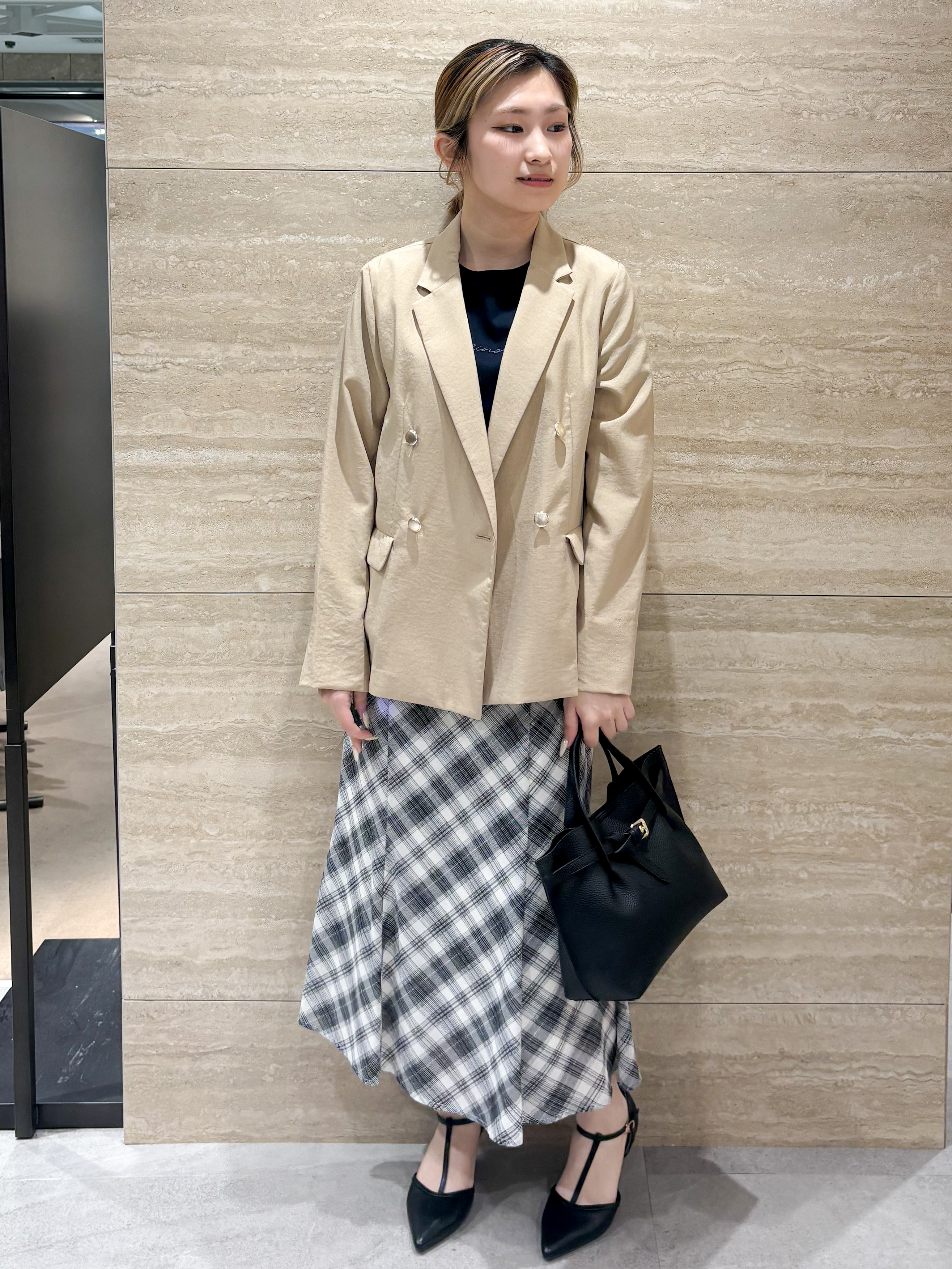 ふうかさんの「index｜《再入荷》ダブルブレストテーラードジャケット【接触冷感／吸水速乾／イージーアイロン／防シワ／洗濯機O」を使ったコーディネート